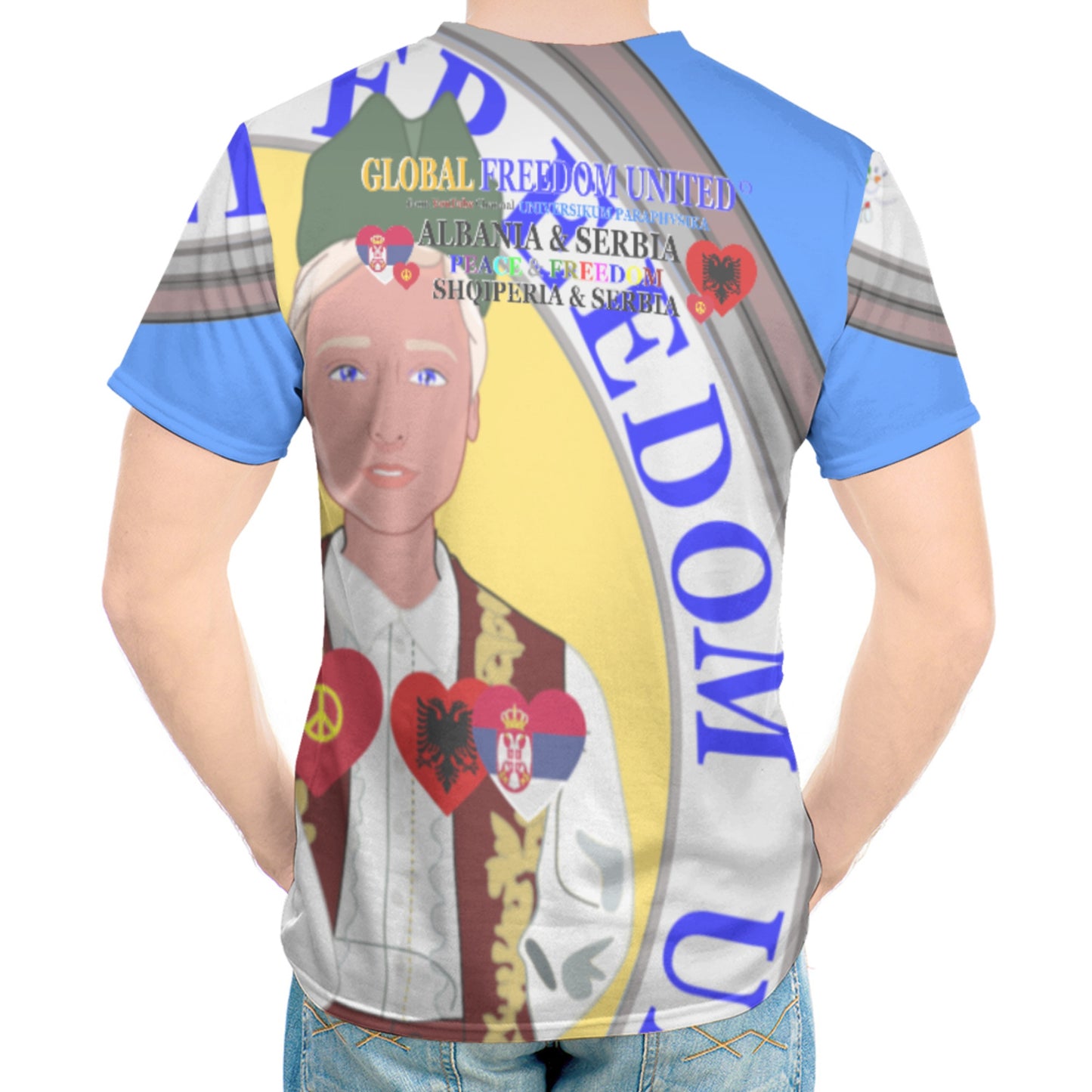 Men´s T-shirt GLOBAL FREEDOM UNITED© Men Albania & Serbia V2 Blue