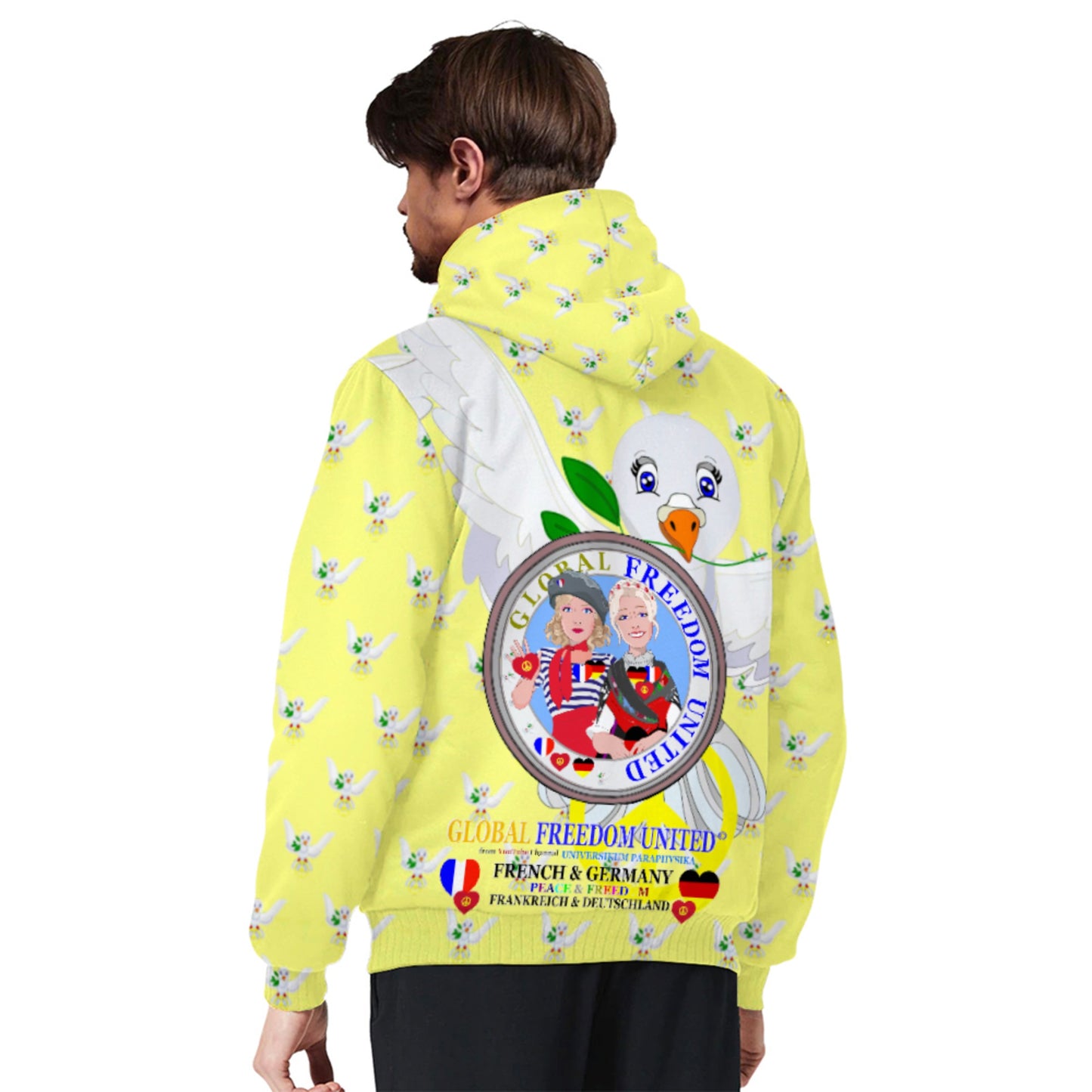 Plush Hoodie GLOBAL FREEDOM UNITED© Women French & Germany Yellow