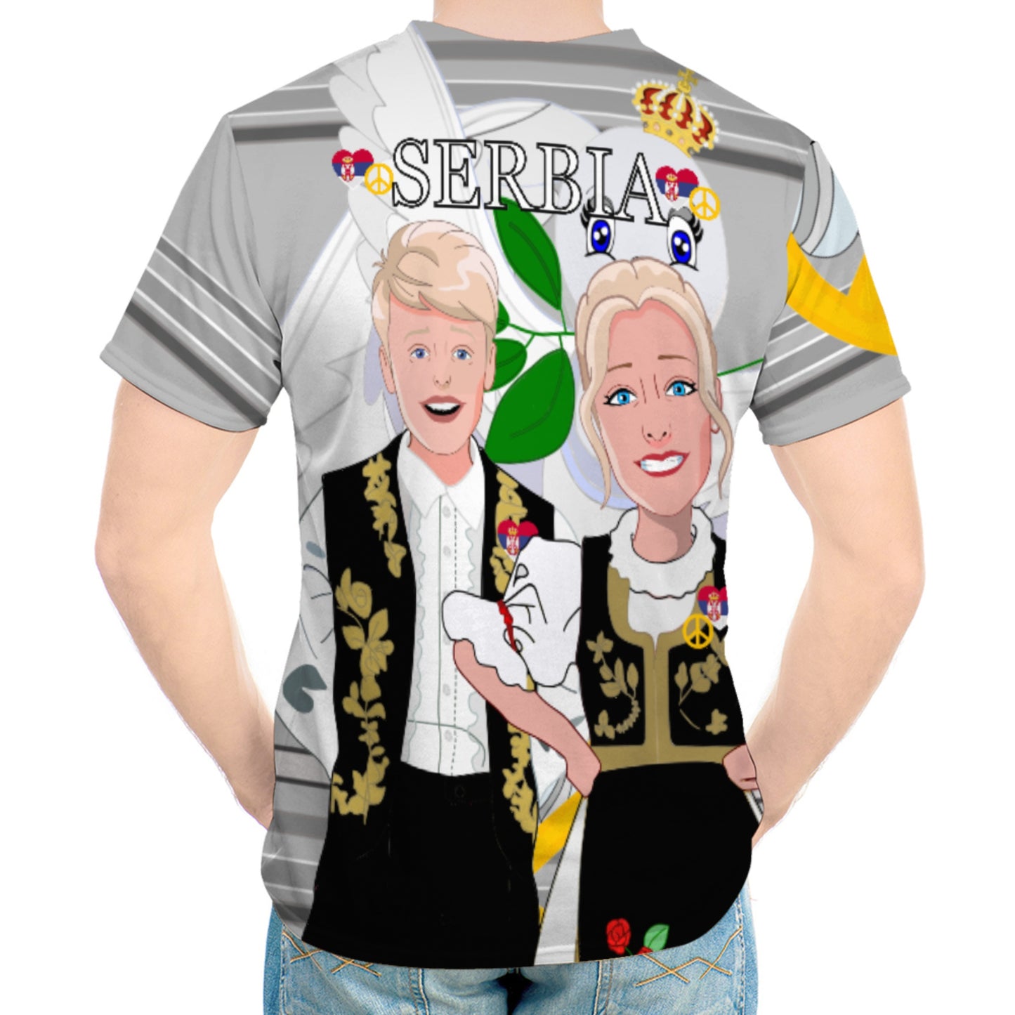 Men´s T-shirt Global Freedom United Couple Edition Serbia Black Grey