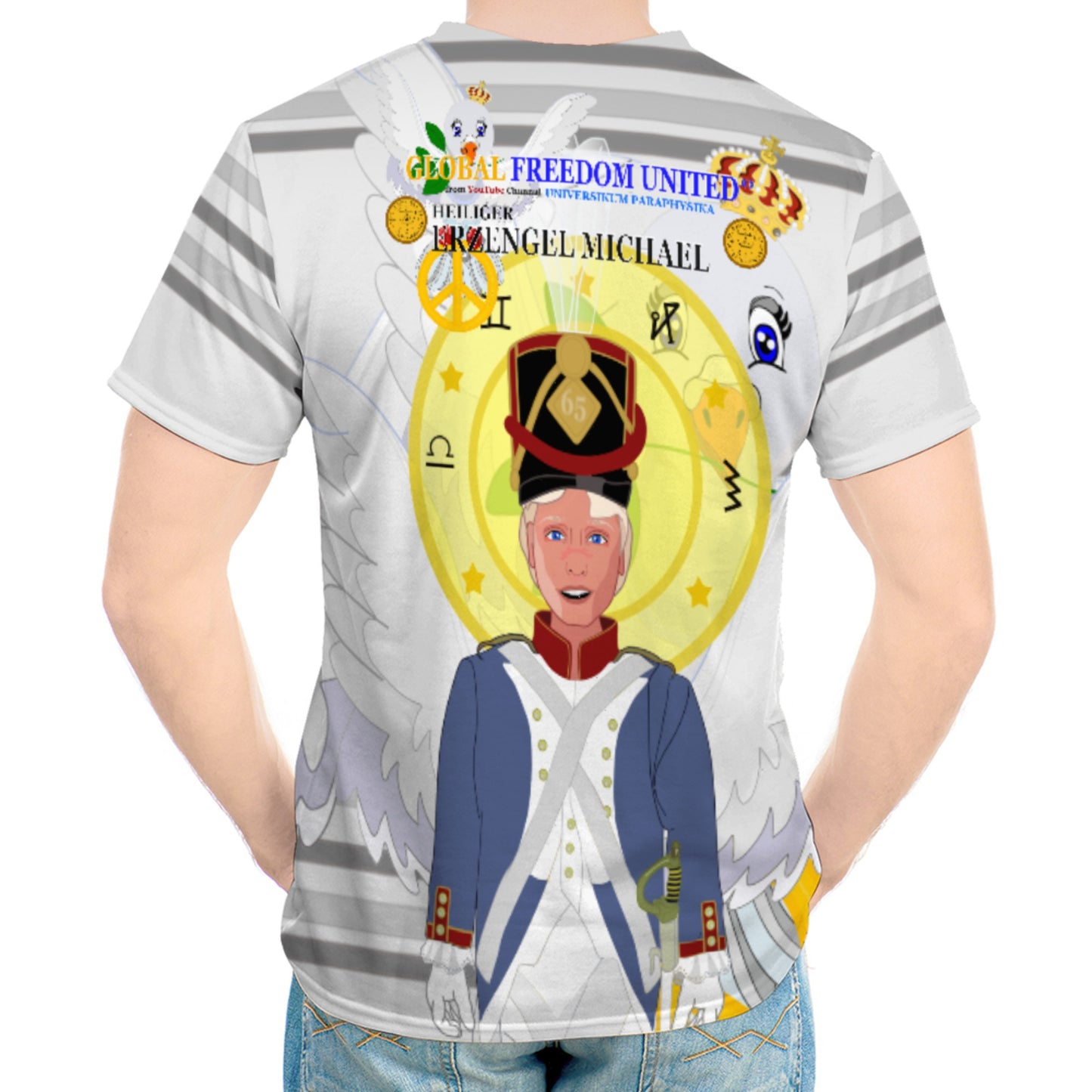 Men´s T-shirt Global Freedom United Erzengel Michael Grey