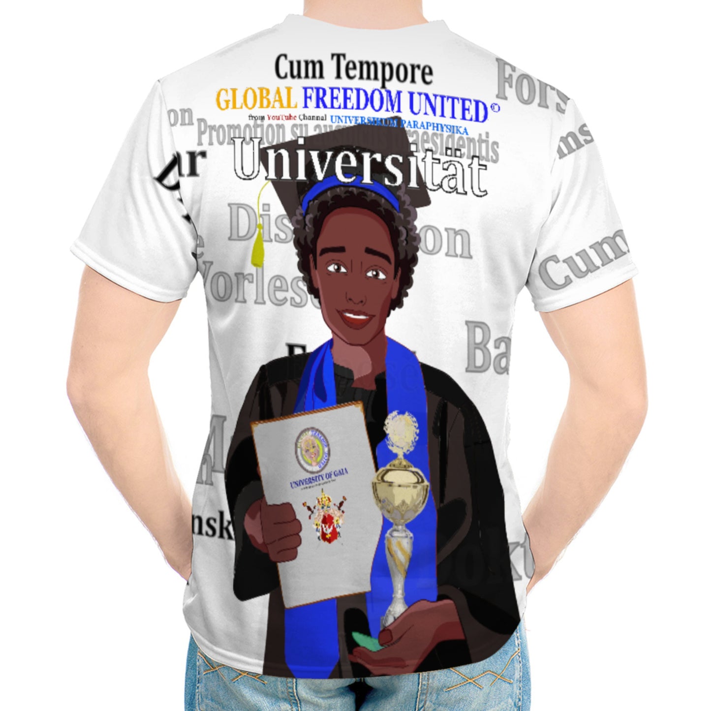 Men´s T-shirt Global Freedom United Afro Student Gold Place