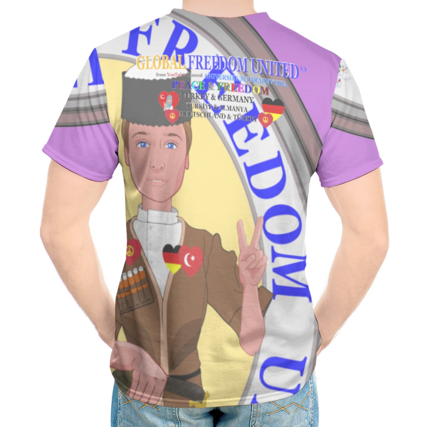 Men´s T-shirt 2 GLOBAL FREEDOM UNITED© Men Germany & Turkey Lilac