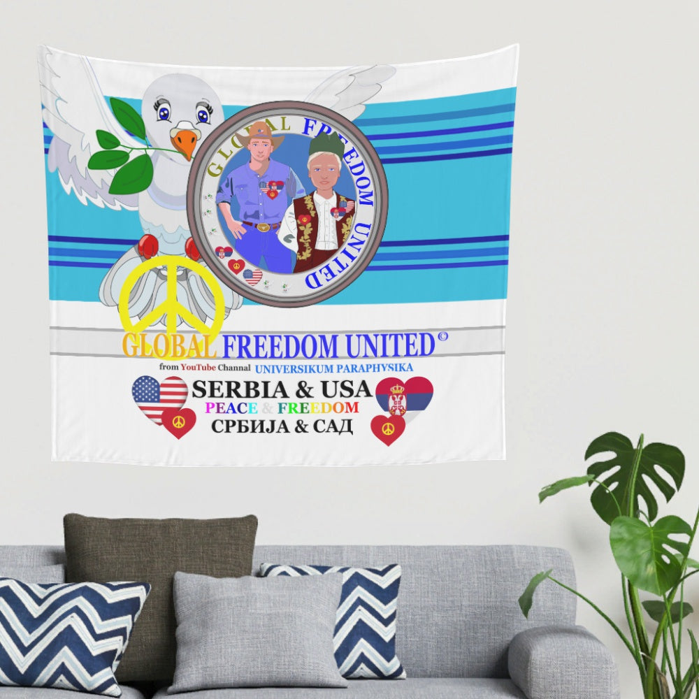 Tapestry Global Freedom United Men Usa & Serbia Old Peace Blue 2