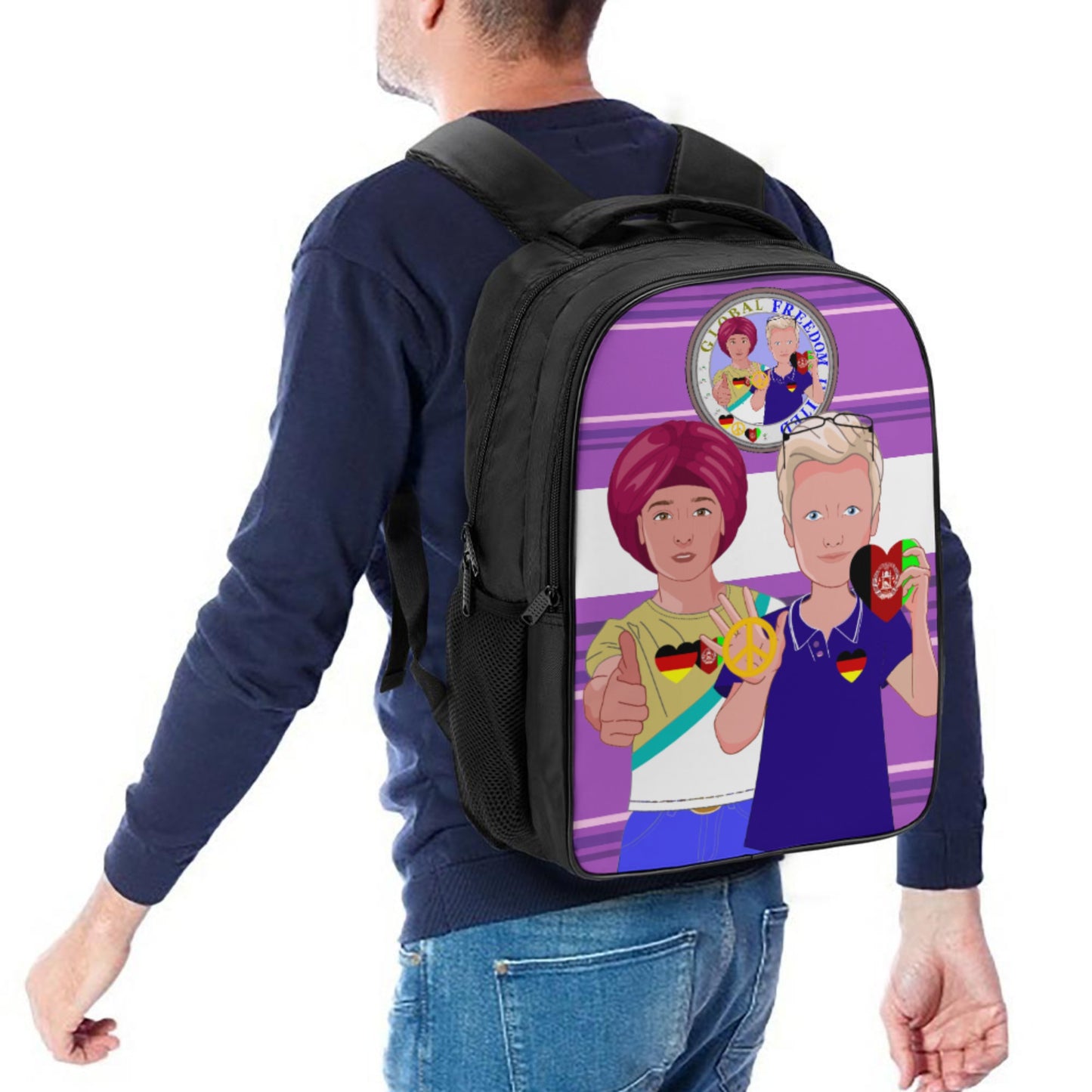 Bag Back GLOBAL FREEDOM UNITED© Men AFGHANISTAN & GERMANY Lilac
