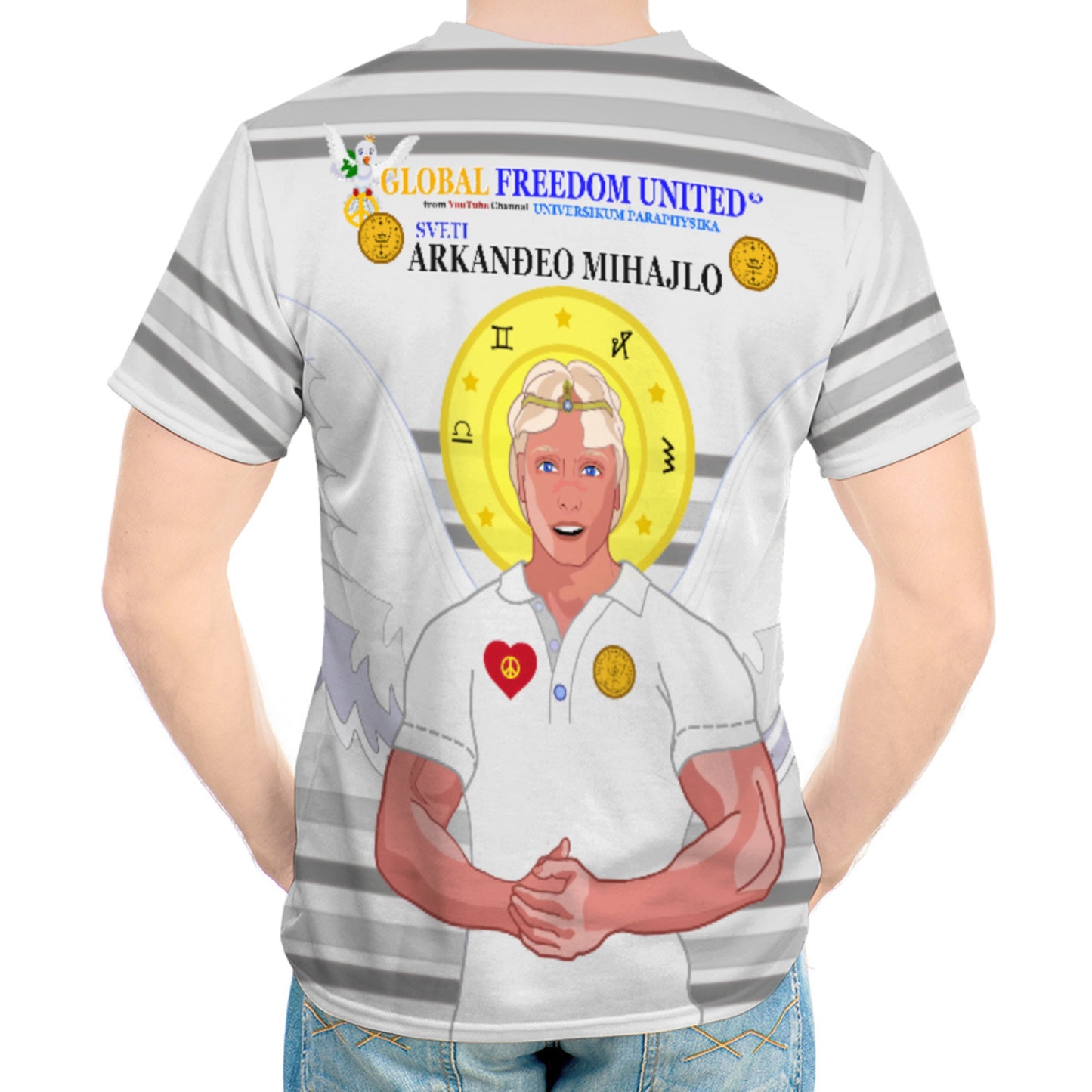 Men´s T-shirt Global Freedom United Archangel Michael Croatia V2 Grey