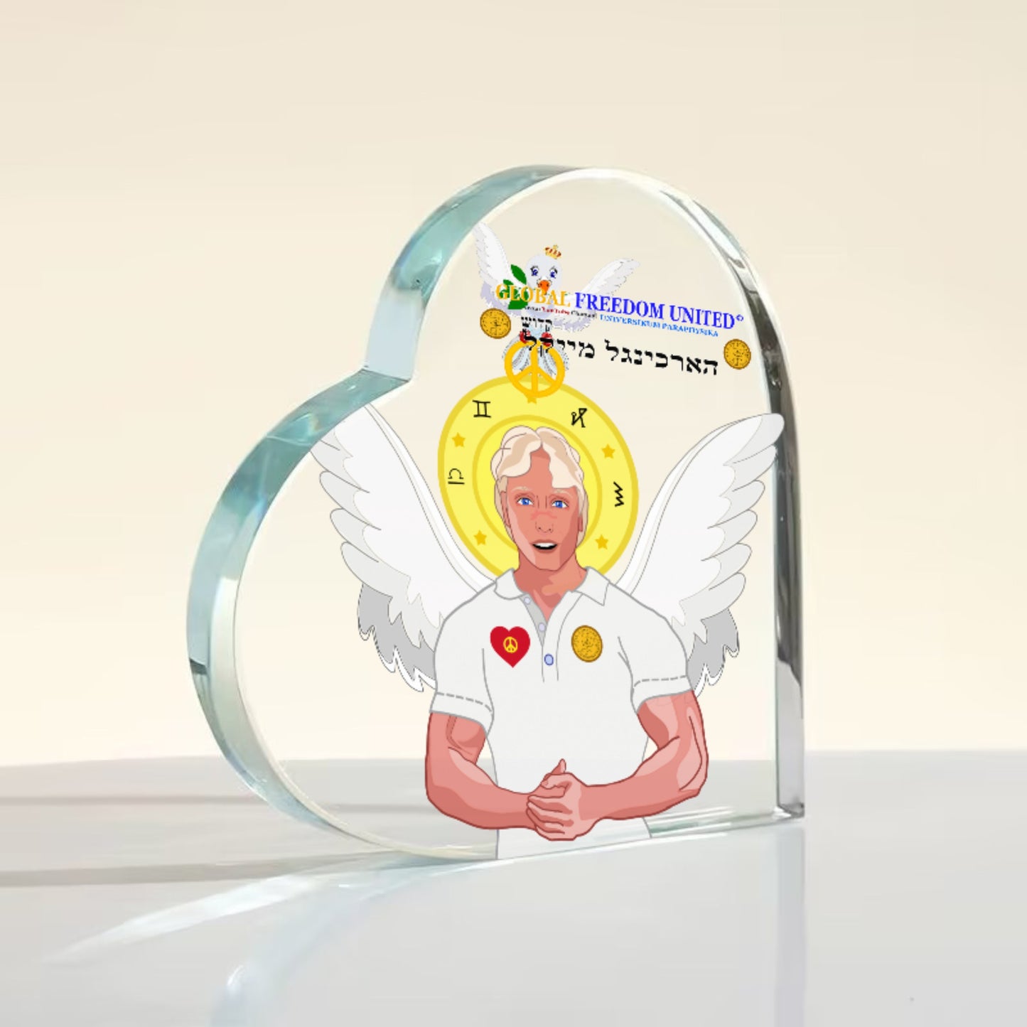 Acrylic Plaque Global Freedom United Archangel Michael Hebrew