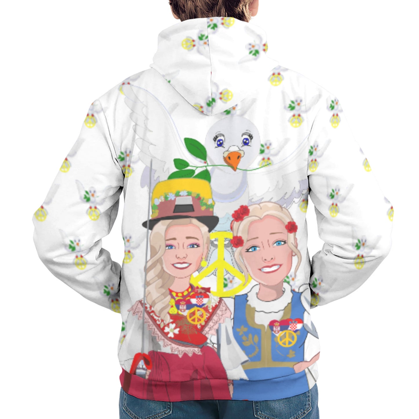 Hoodie GLOBAL FREEDOM UNITED© Women Croatia & Serbia V2 Wight