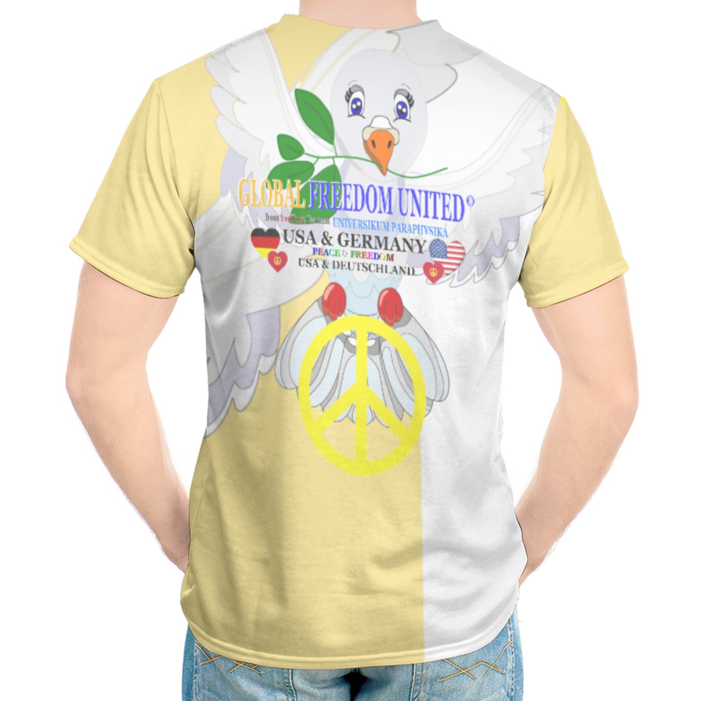 Men´s T-shirt GLOBAL FREEDOM UNITED© Men USA & Germany V1 Yellow