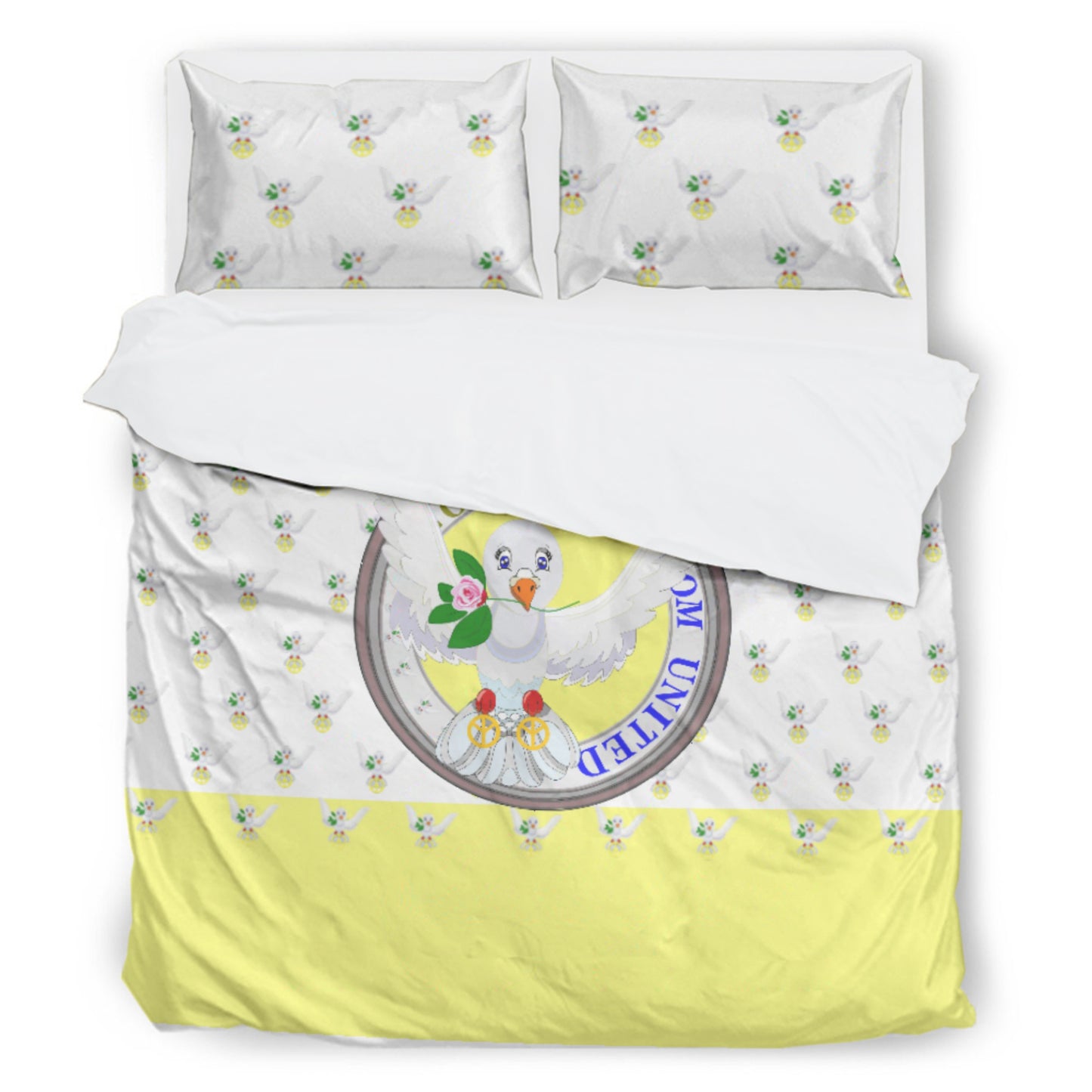 Bed Line GLOBAL FREEDOM UNITED© Dove Of Peace Yellow