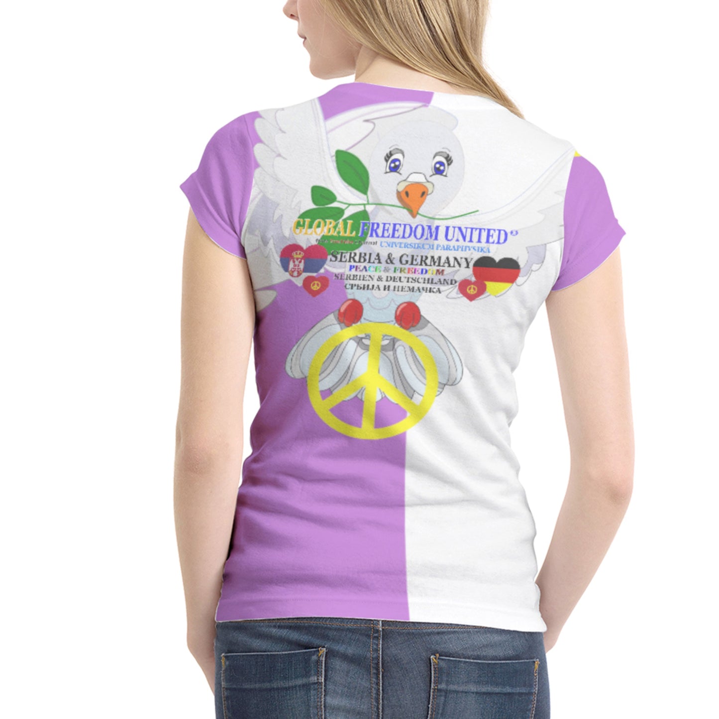 Women´s T-shirt 1 GLOBAL FREEDOM UNITED© Women Serbia & Germany V1 Lilac