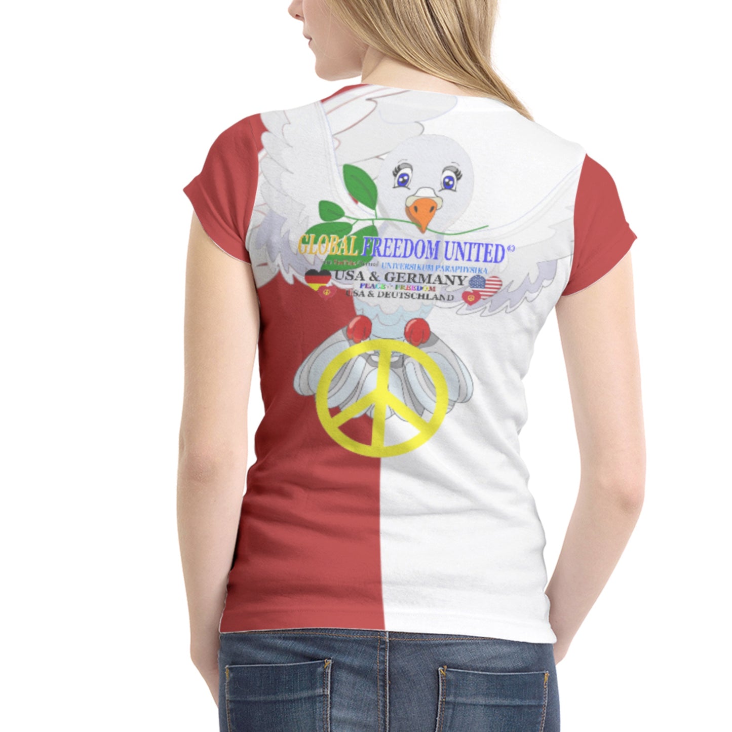 Women´s T-Shirt 1 GLOBAL FREEDOM UNITED© Women USA & Germany Red