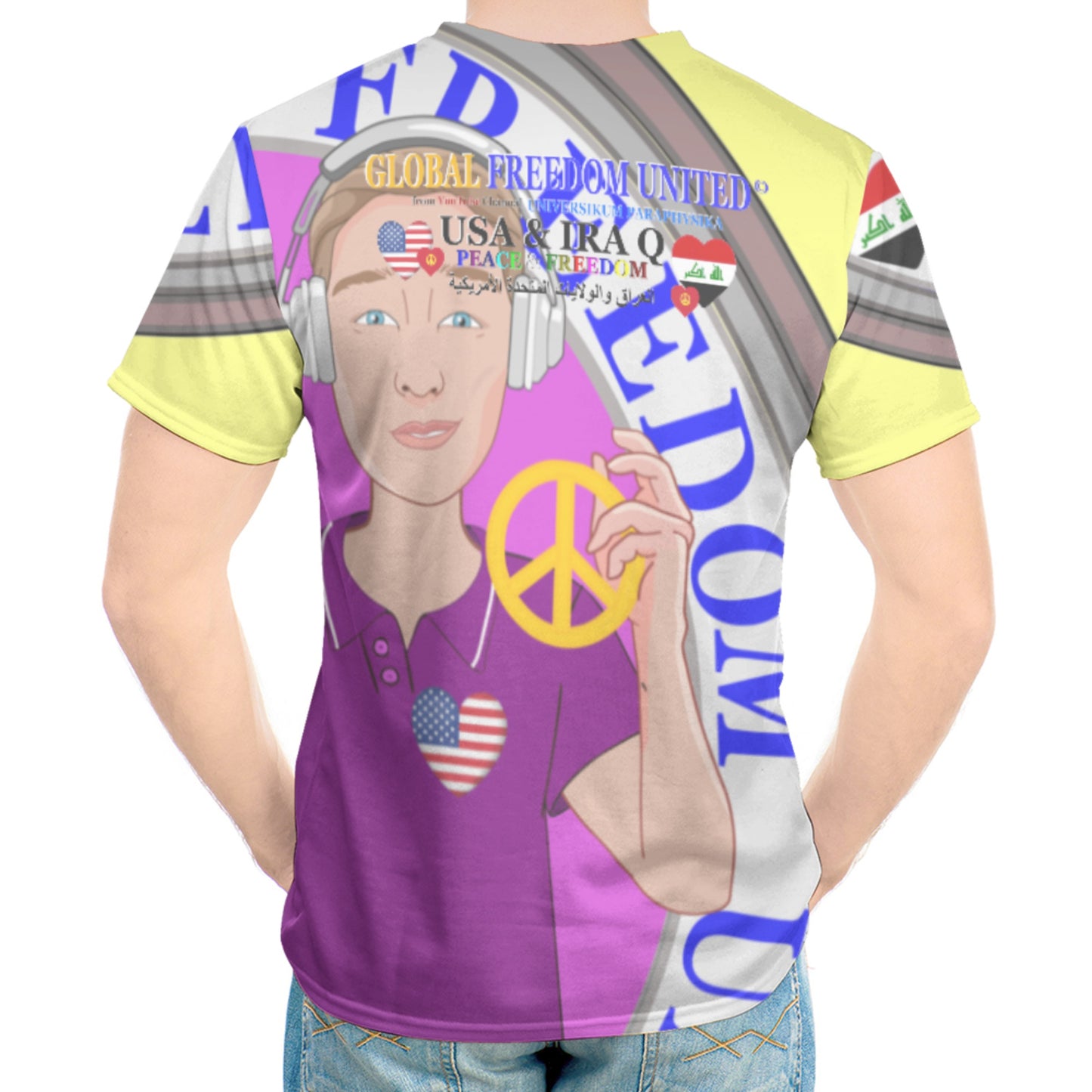 Men´s T-shirt GLOBAL FREEDOM UNITED© Men Iraq & USA Yellow