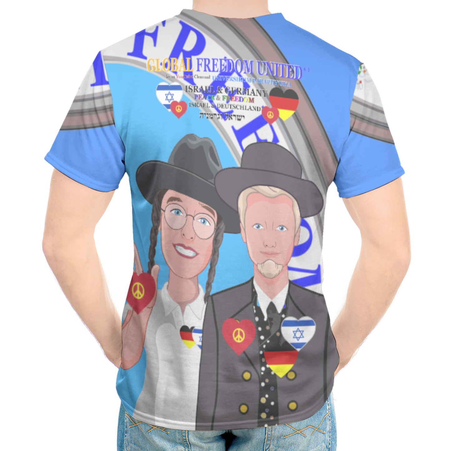 Men´s T-shirt GLOBAL FREEDOM UNITED© Men Israel & Germany Version 2 Blue