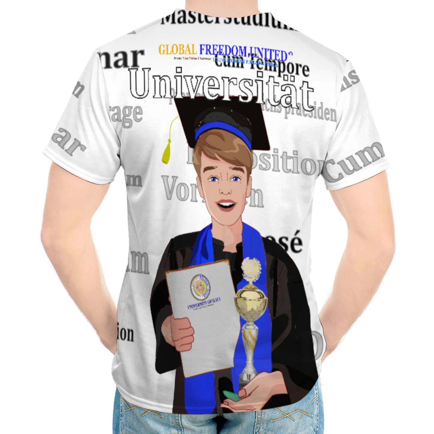 Men´s T-shirt Global Freedom United Student Boy Brown Hair 1