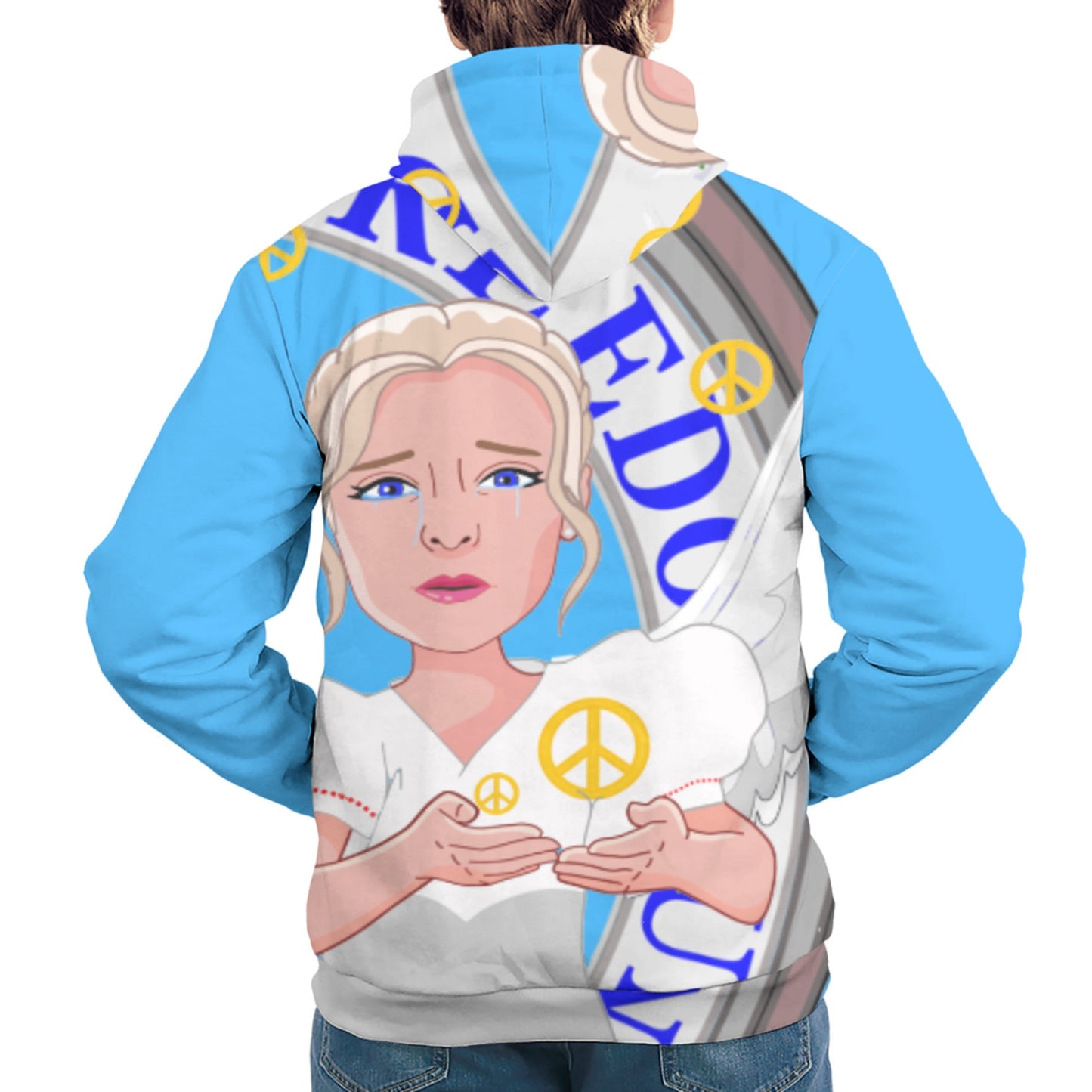 Hoodie Global Freedom United Women Angel Of Peace Old Peace Blue