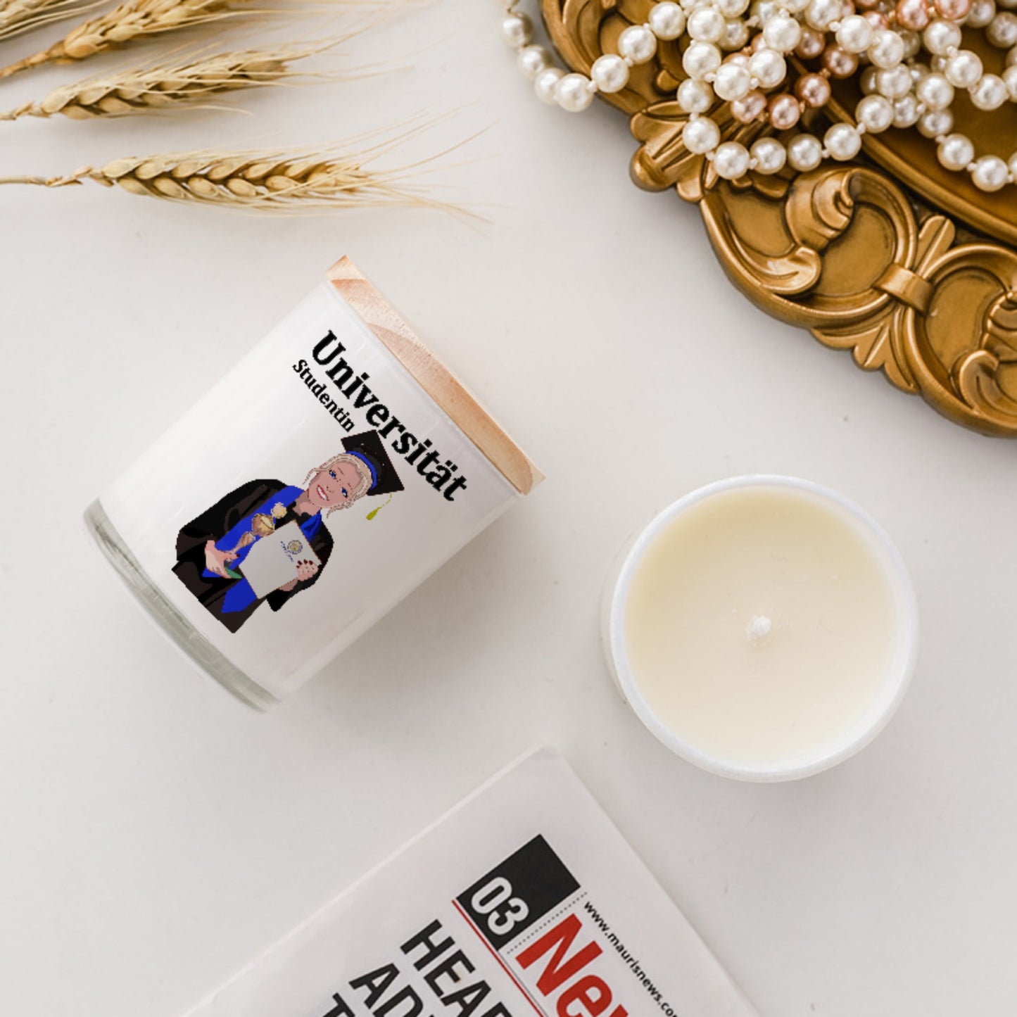 Scented Soy Candle Global Freedom United Student Girl Cooper Place Blond Hair 1