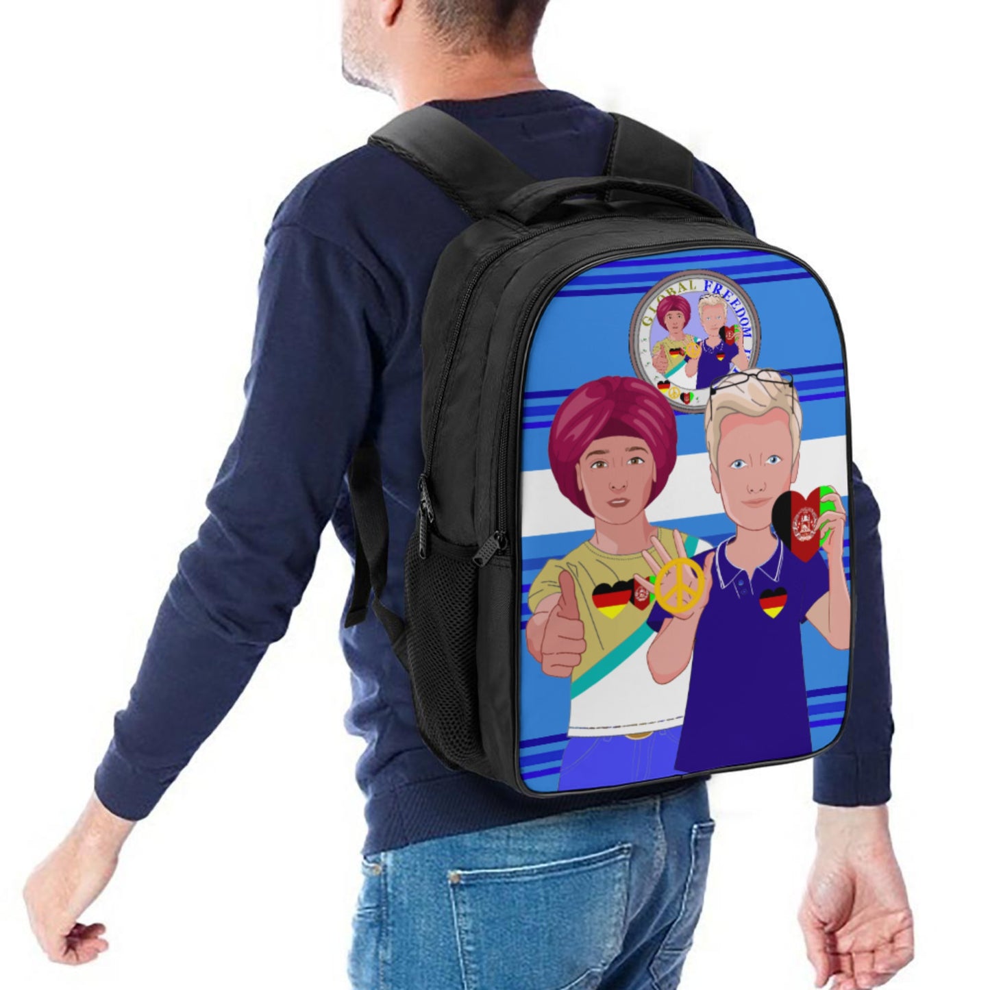 Bag Back GLOBAL FREEDOM UNITED© Men AFGHANISTAN & GERMANY Deep Blue