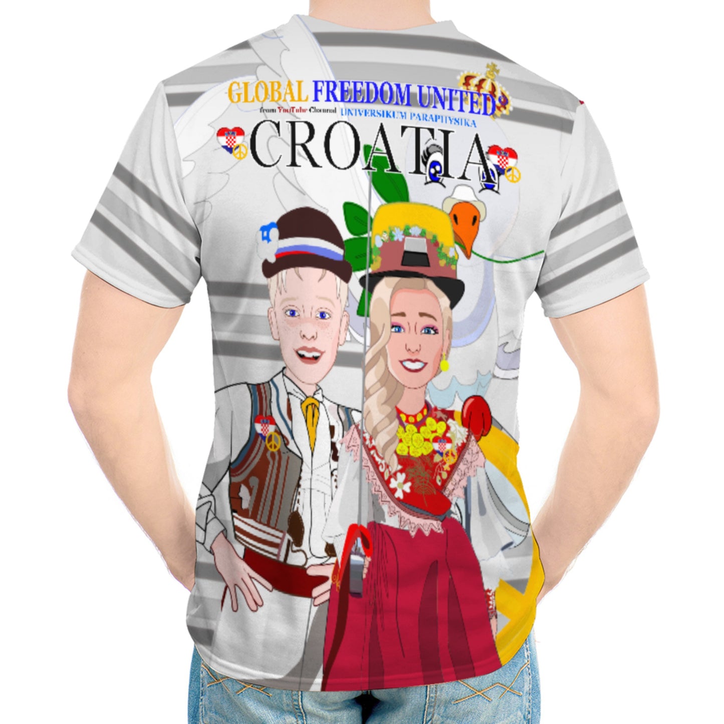 Men´s T-shirt Global Freedom United Couple Edition Croatia Grey