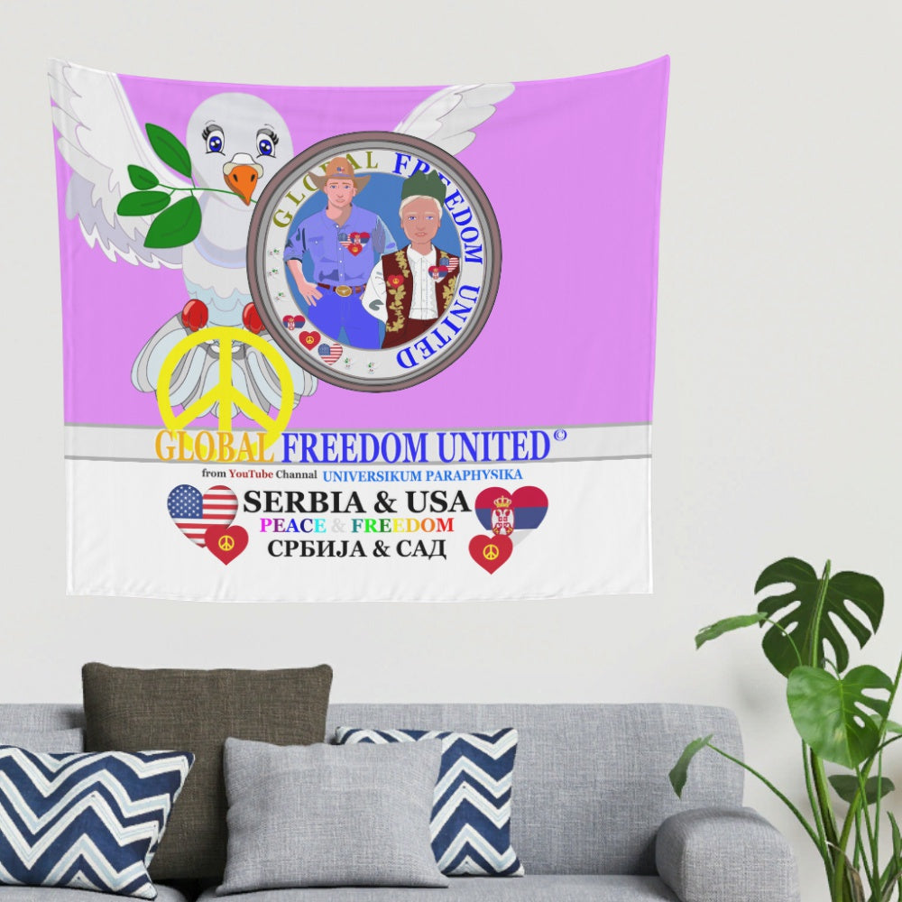 Tapestry Global Freedom United Men Usa & Serbia Old Peace Lilac