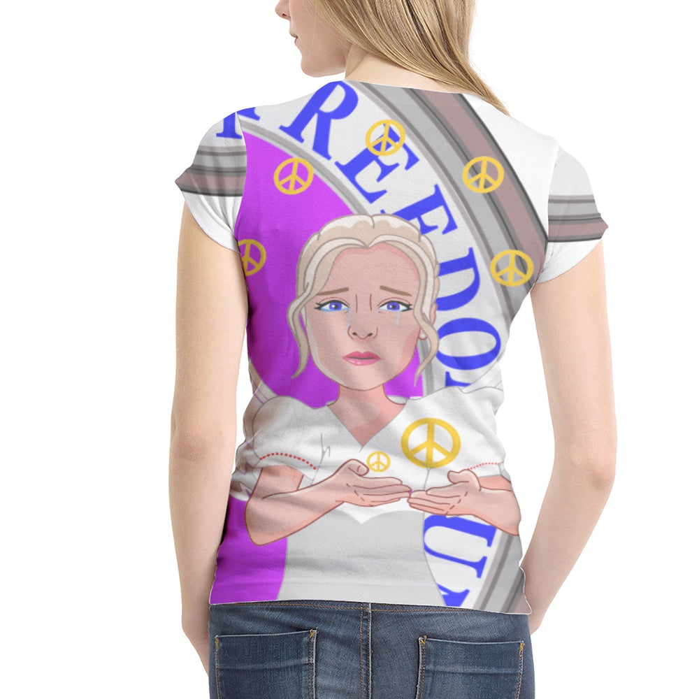 Women´s T-shirt Global Freedom United Angel Of Peace Old Peace Lilac