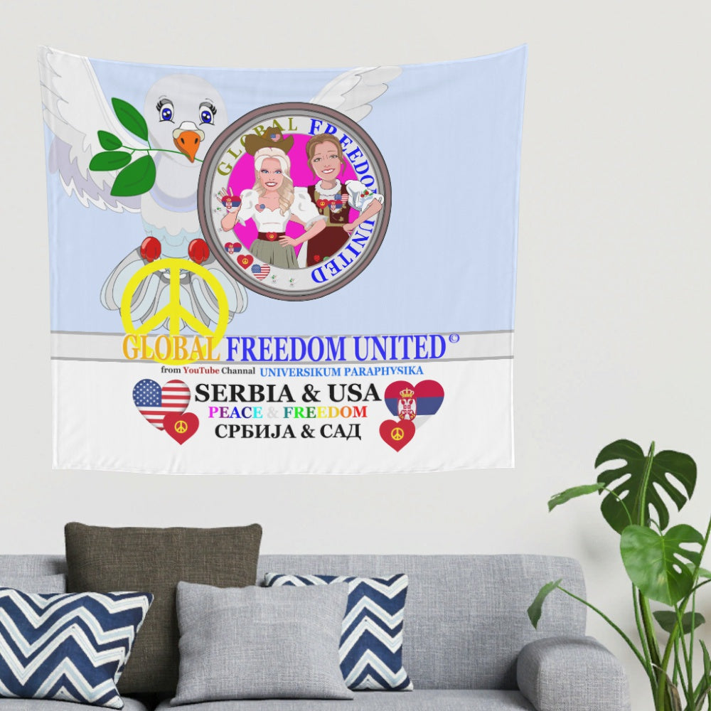 Tapestry Global Freedom United Women Usa & Serbia Old Peace Light Blue