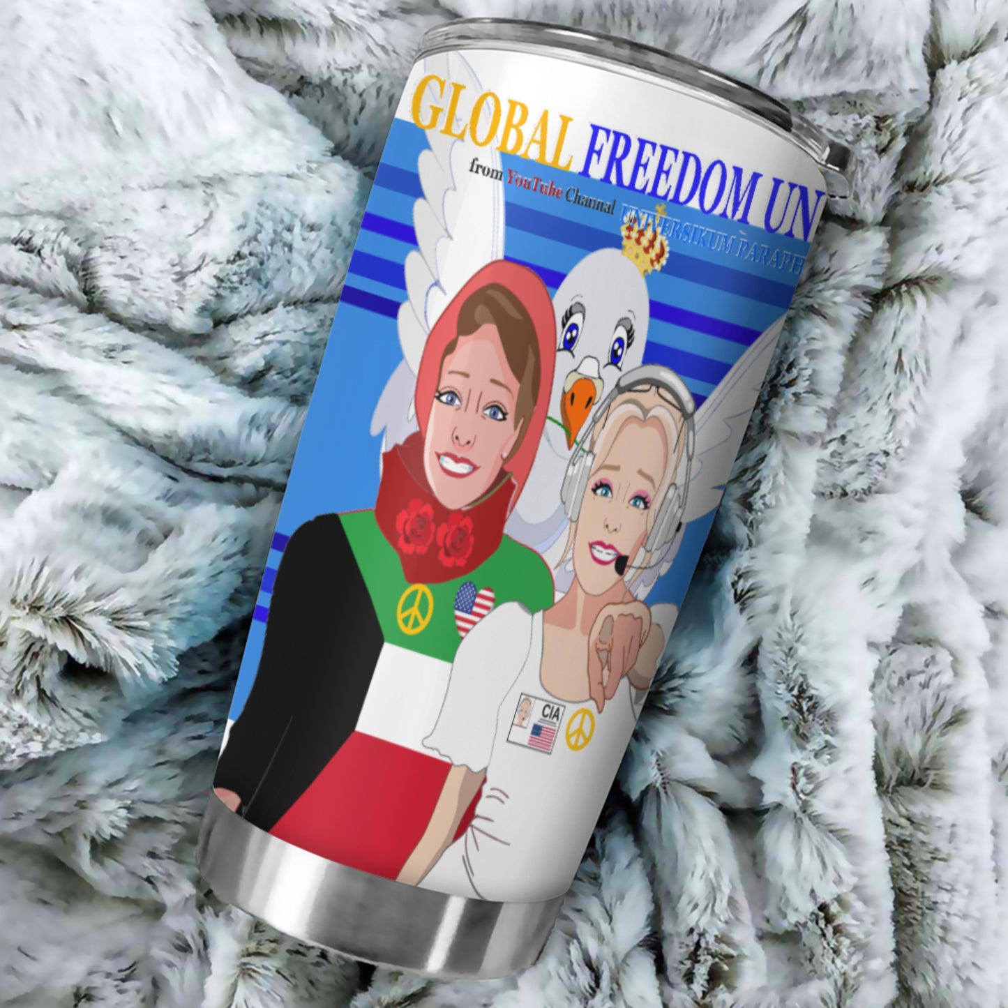 Tumbler Global Freedom United Women Kuwait & Usa Old Peace Deep Blue
