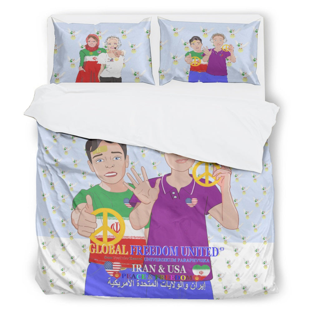 Bed Line GLOBAL FREEDOM UNITED© Men Iran & USA Light Blue