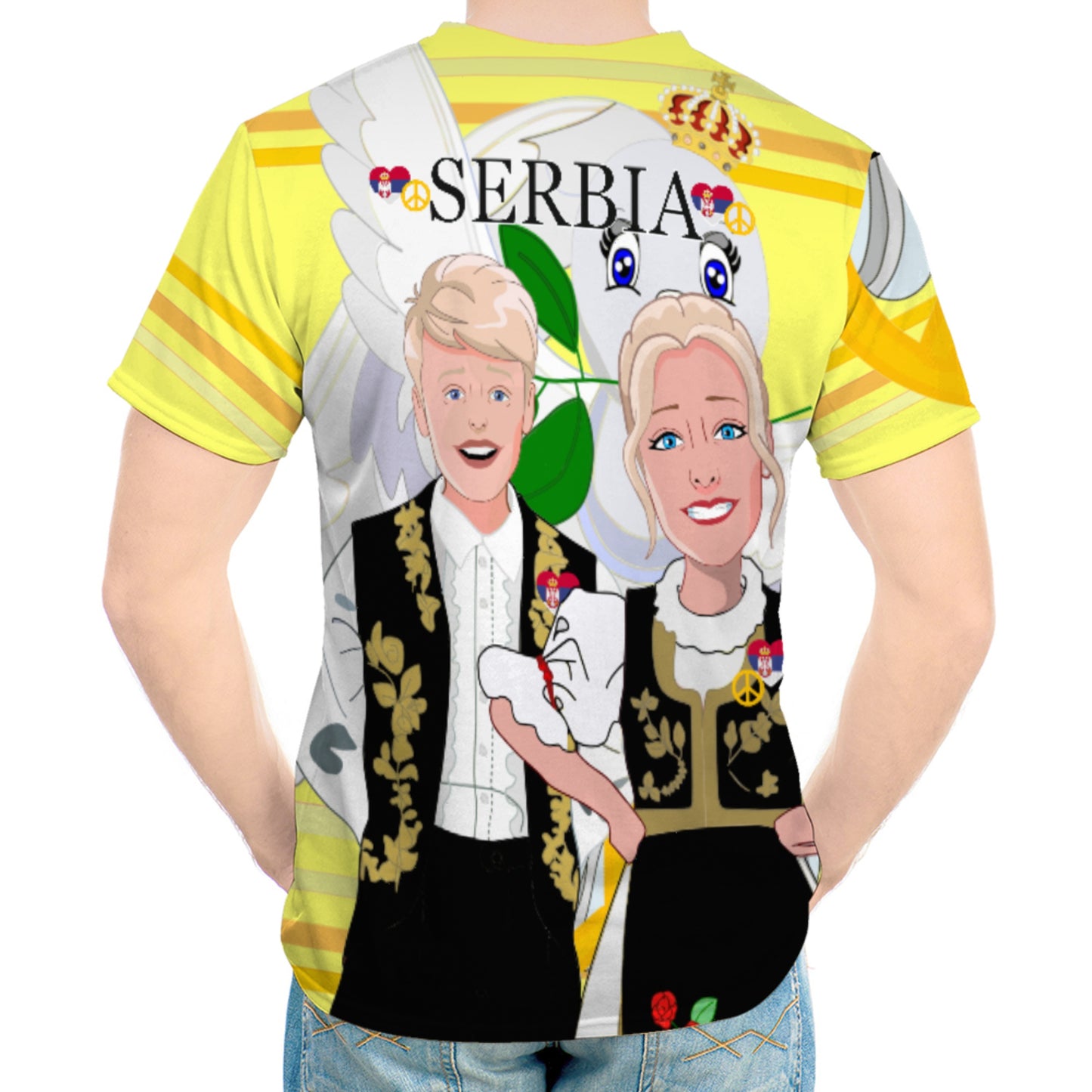 Men´s T-shirt Global Freedom United Couple Edition Serbia Black Yellow