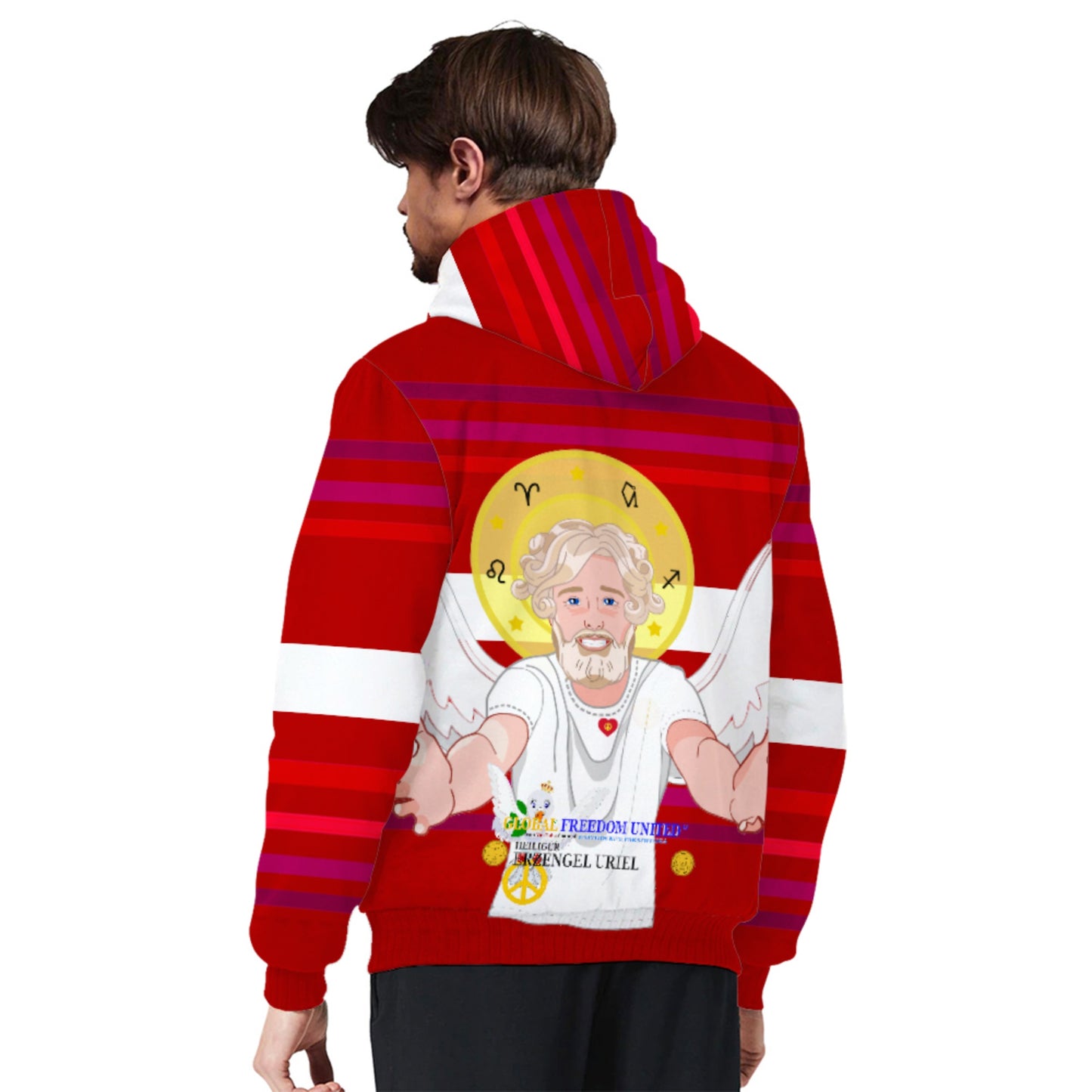 Plush Hoodie Global Freedom United Archangel Uriel German Red