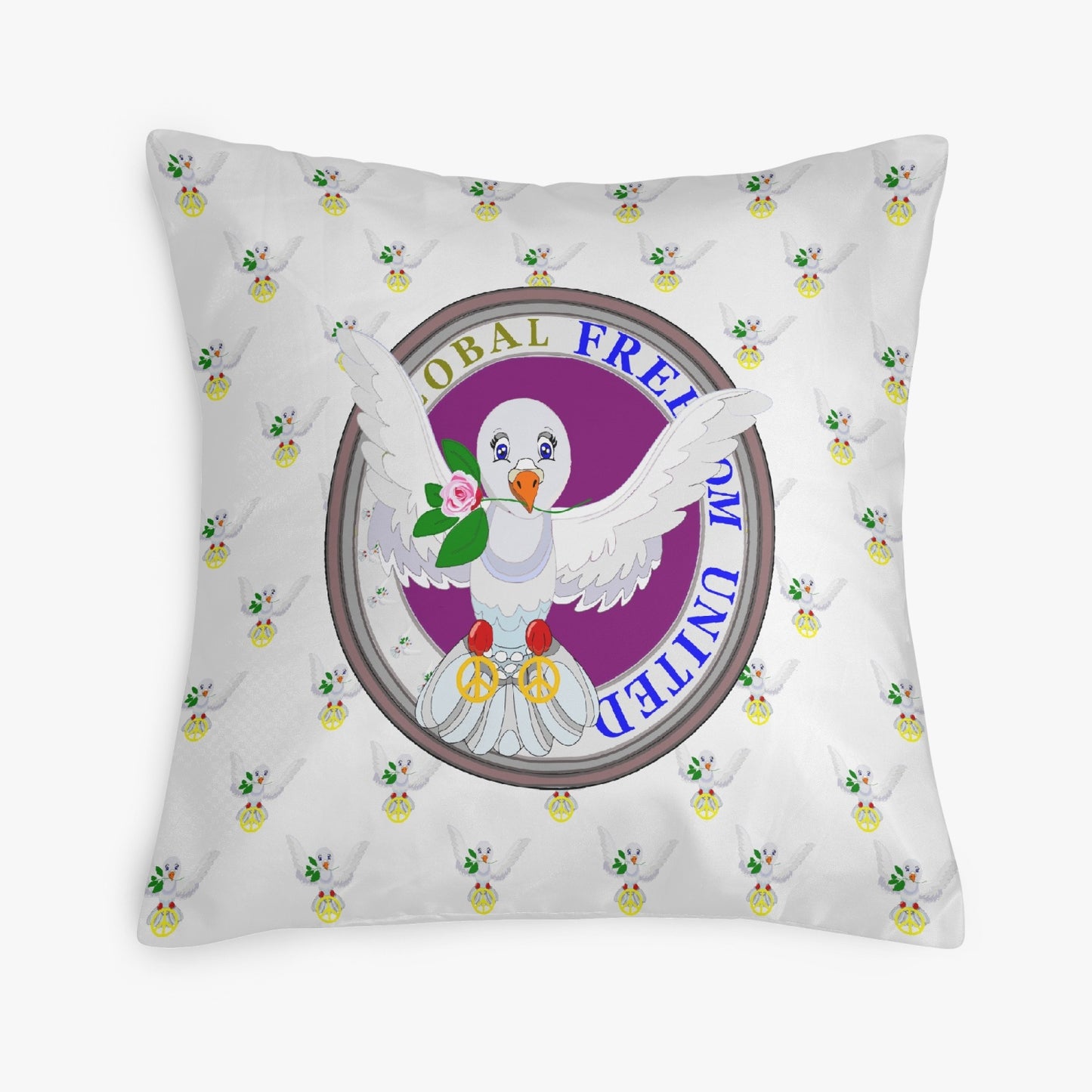GLOBAL FREEDOM UNITED© DOVE OF PEACE WIGHT LILAC 18'' Square Pillow Cover