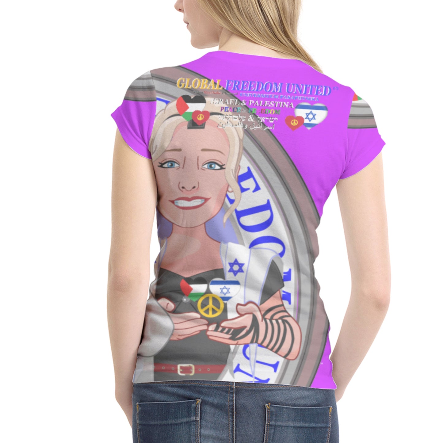 Women´s T-shirt 2 GLOBAL FREEDOM UNITED© Women Palestina & Israel Lilac