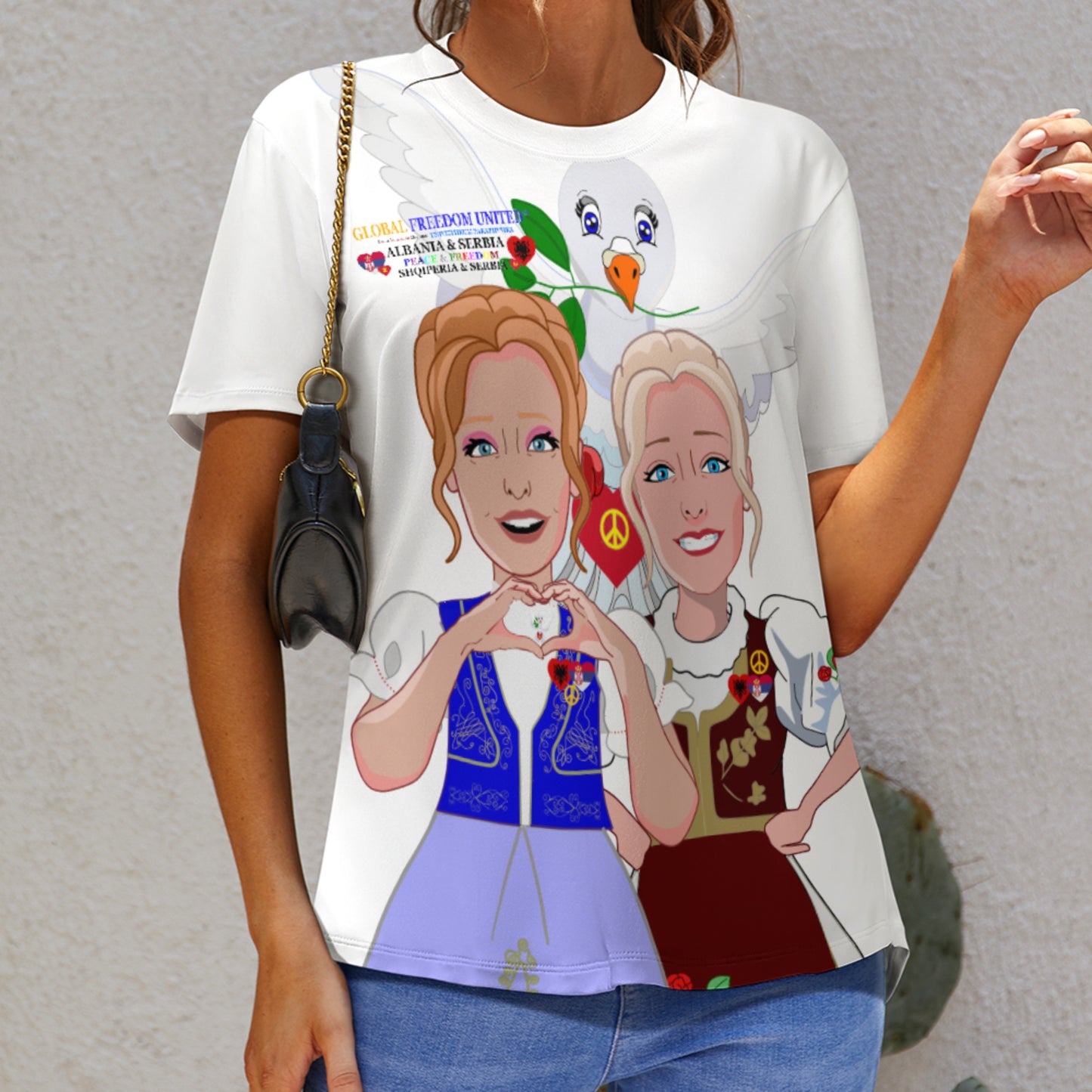 Women´s T-shirt 2 GLOBAL FREEDOM UNITED© Women Albania & Serbia BIG