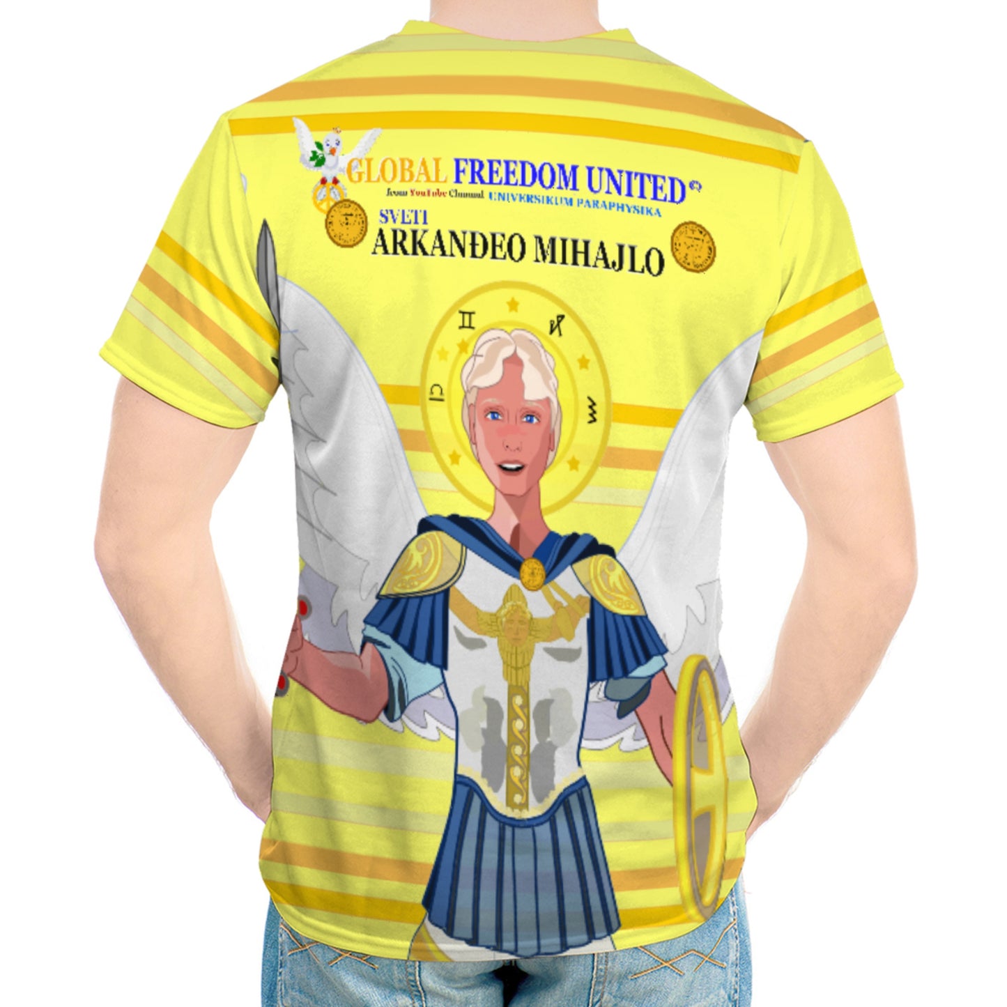Men´s T-shirt Global Freedom United Archangel Michael Croatia V1 Yellow