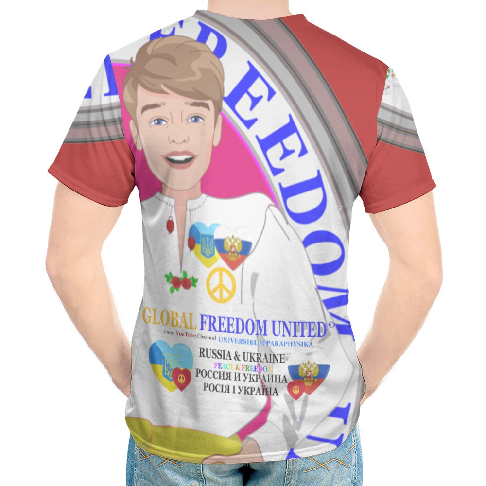 Men´s T-shirt GLOBAL FREEDOM UNITED© Men Ukraina & Russia Red