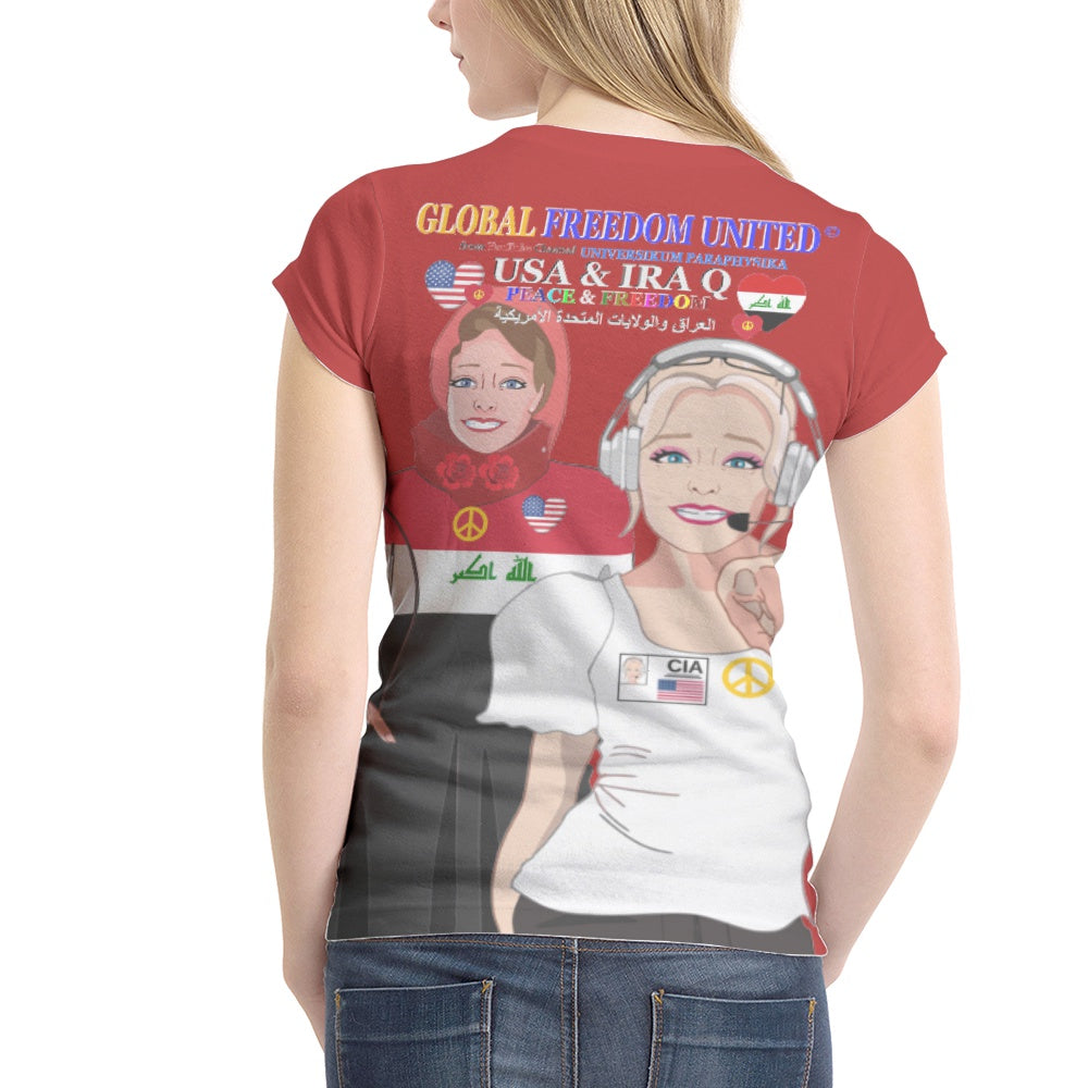Women´s T-shirt GLOBAL FREEDOM UNITED© Women Iraq & USA Red