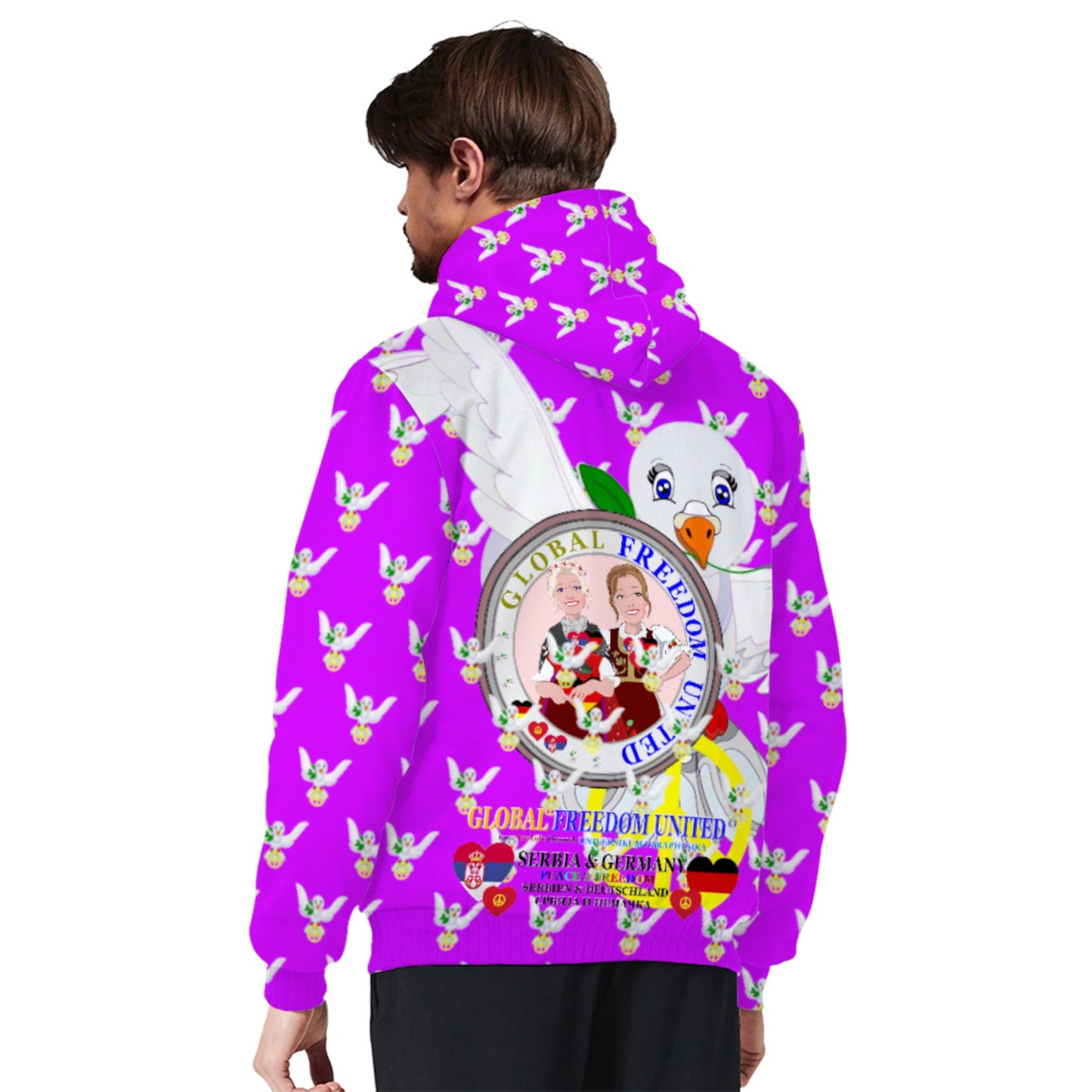 Plush Hoodie GLOBAL FREEDOM UNITED© Women Serbia & Germany V1 Lilac