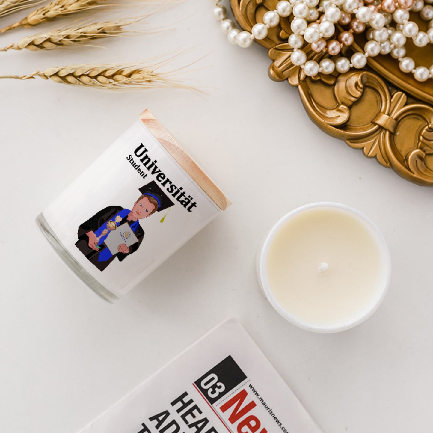 Scented Soy Candle Global Freedom United Student Boy Cooper Place Brown Hair 2