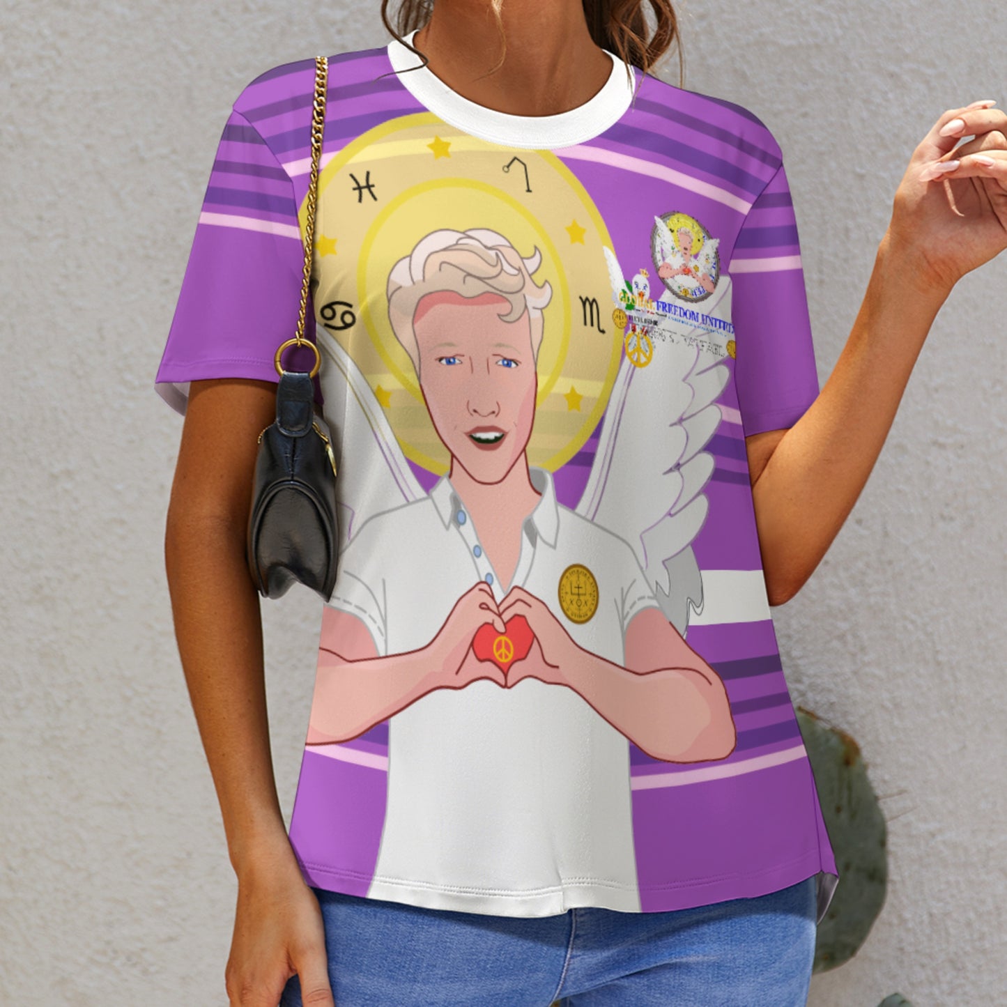 Women´s T-shirt GLOBAL FREEDOM UNITED© Archangel Rafael German Lilac