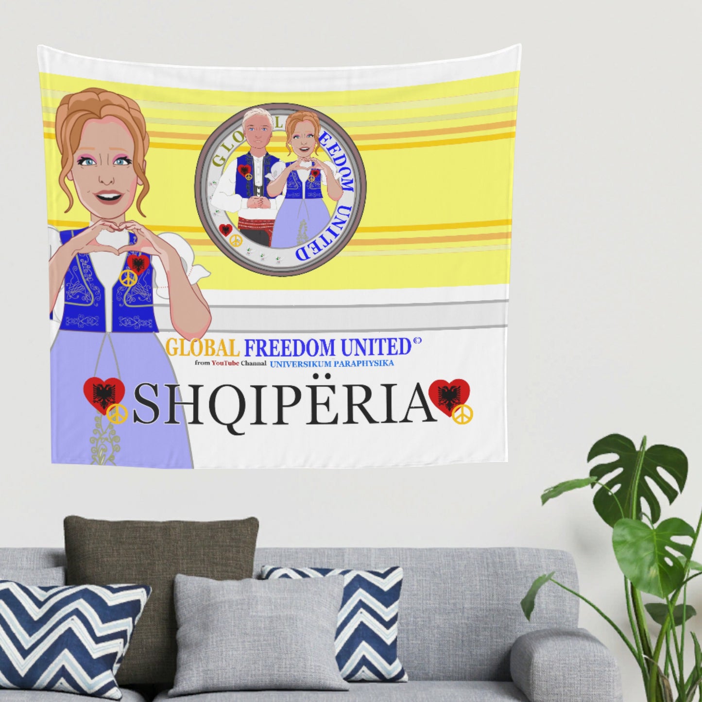 Tapestry GLOBAL FREEDOM UNITED© Couple Albania Yellow
