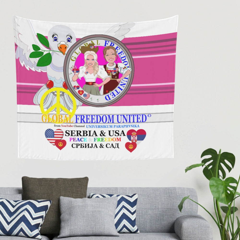 Tapestry Global Freedom United Women Usa & Serbia Old Peace Pink