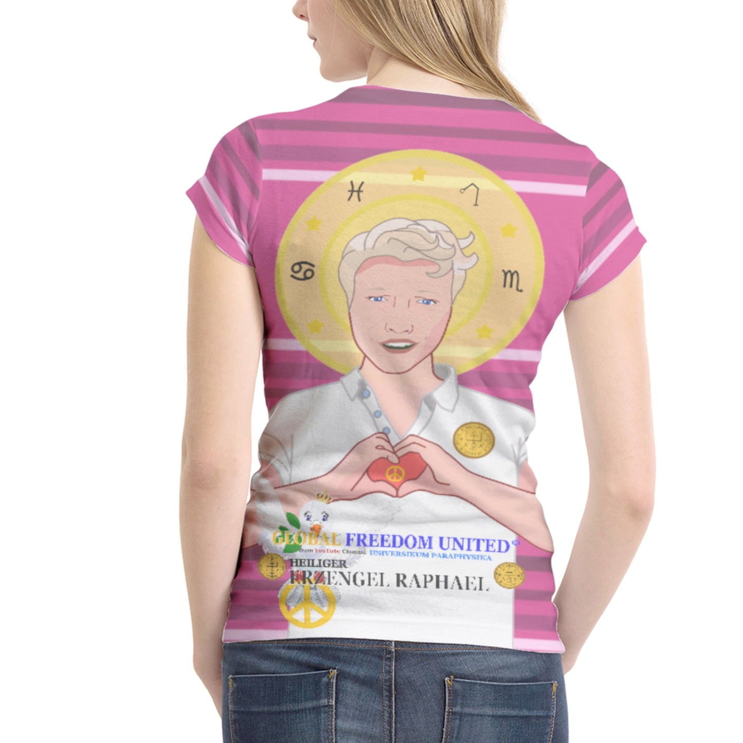 Women´s T-shirt Global Freedom United Archangel Raphael German Pink1