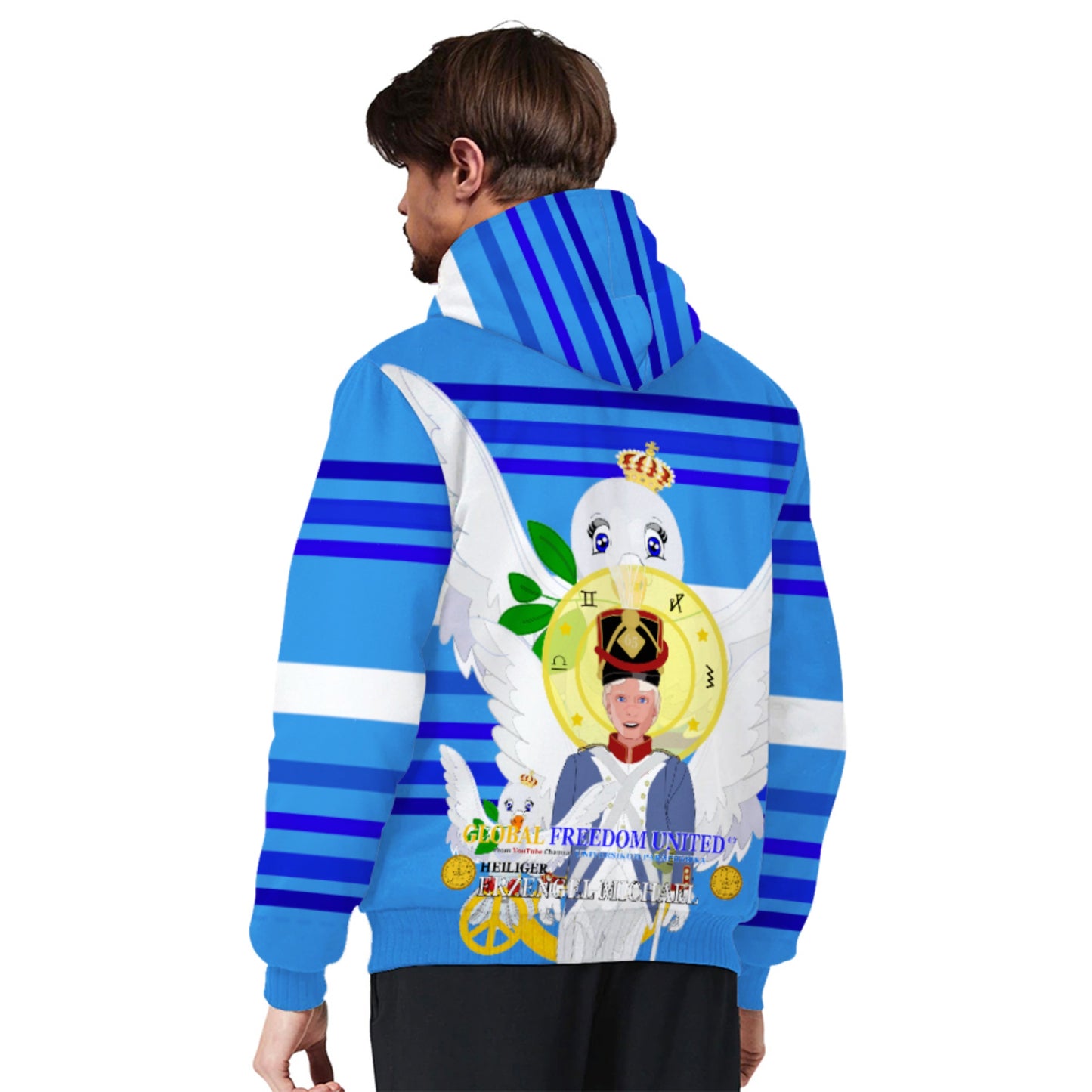 Erzengel Michael Plush Hoodie Global Freedom United Deep Blue