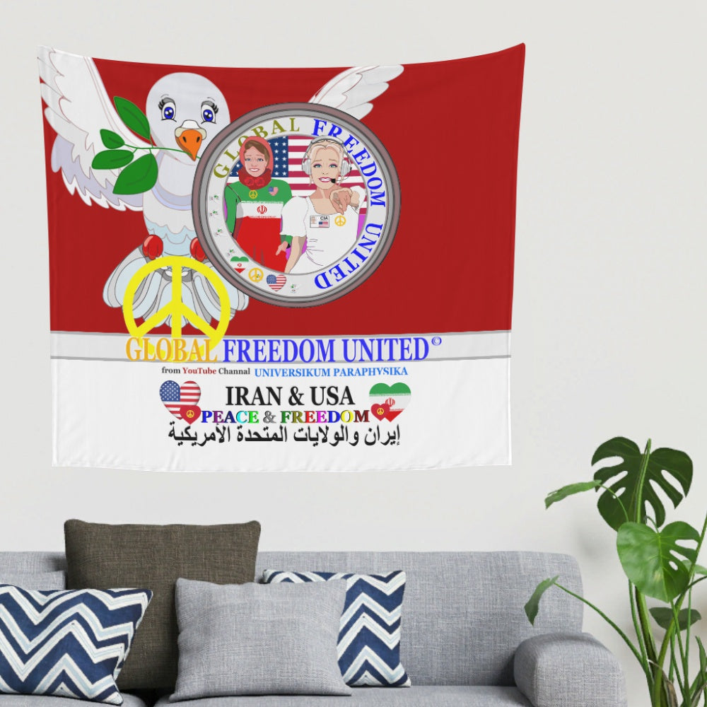 Tapestry Global Freedom United Women Iran & Usa Old Peace Red