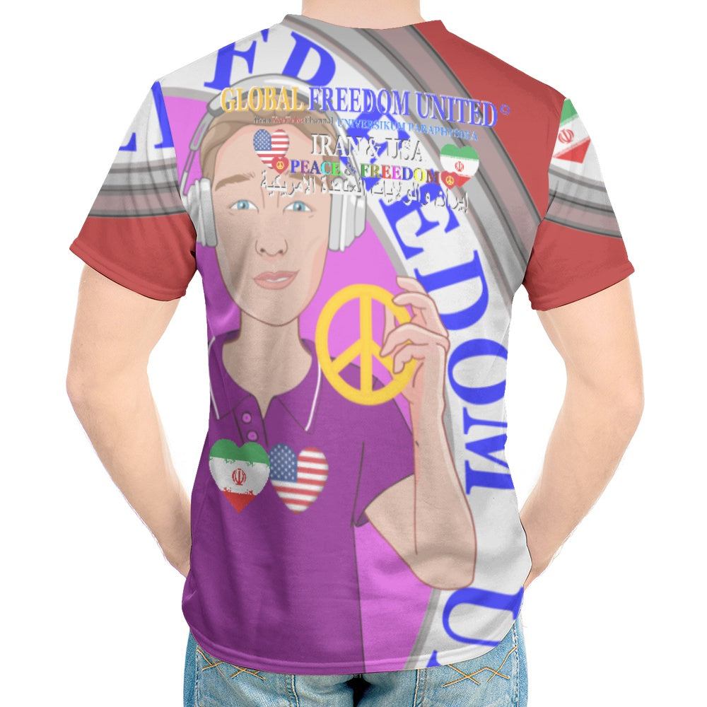 Men´s T-shirt GLOBAL FREEDOM UNITED© Men Iran & USA Red