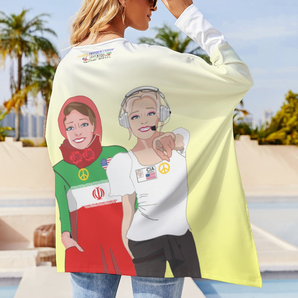 Pullover Long Sleeve T-shirt GLOBAL FREEDOM UNITED© Iran & USA Yellow