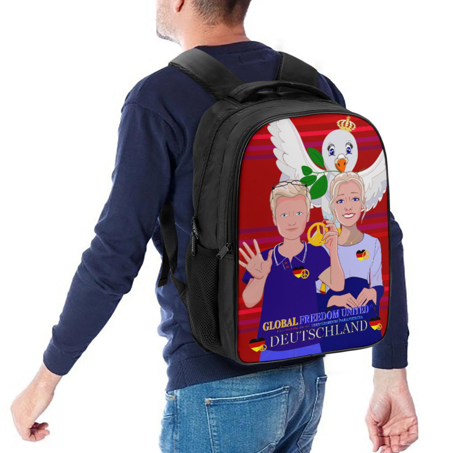 Backpack 16 Inch 2 Compartment Global Freedom United Couple Edition Germany V2 Red