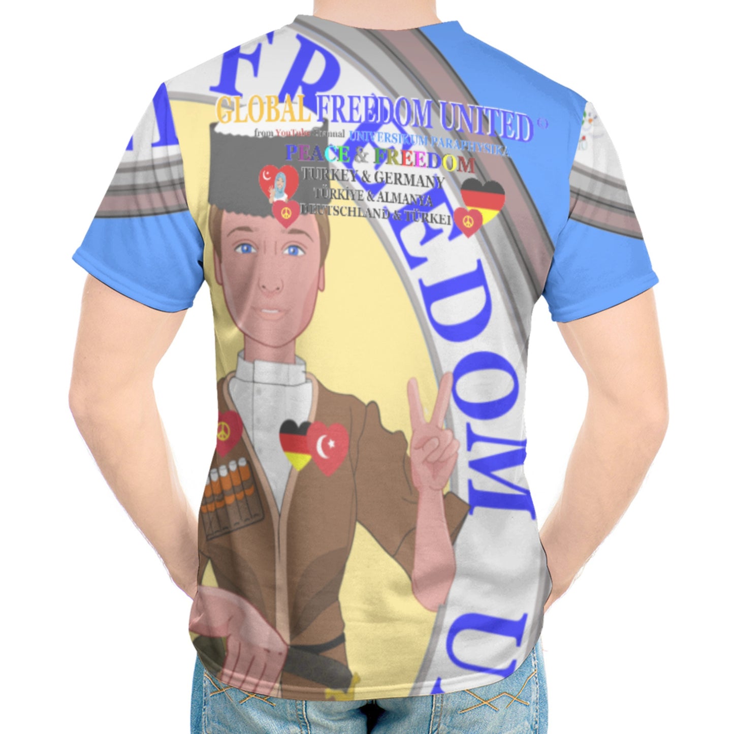 Men´s T-shirt 2 GLOBAL FREEDOM UNITED© Men Germany & Turkey Blue