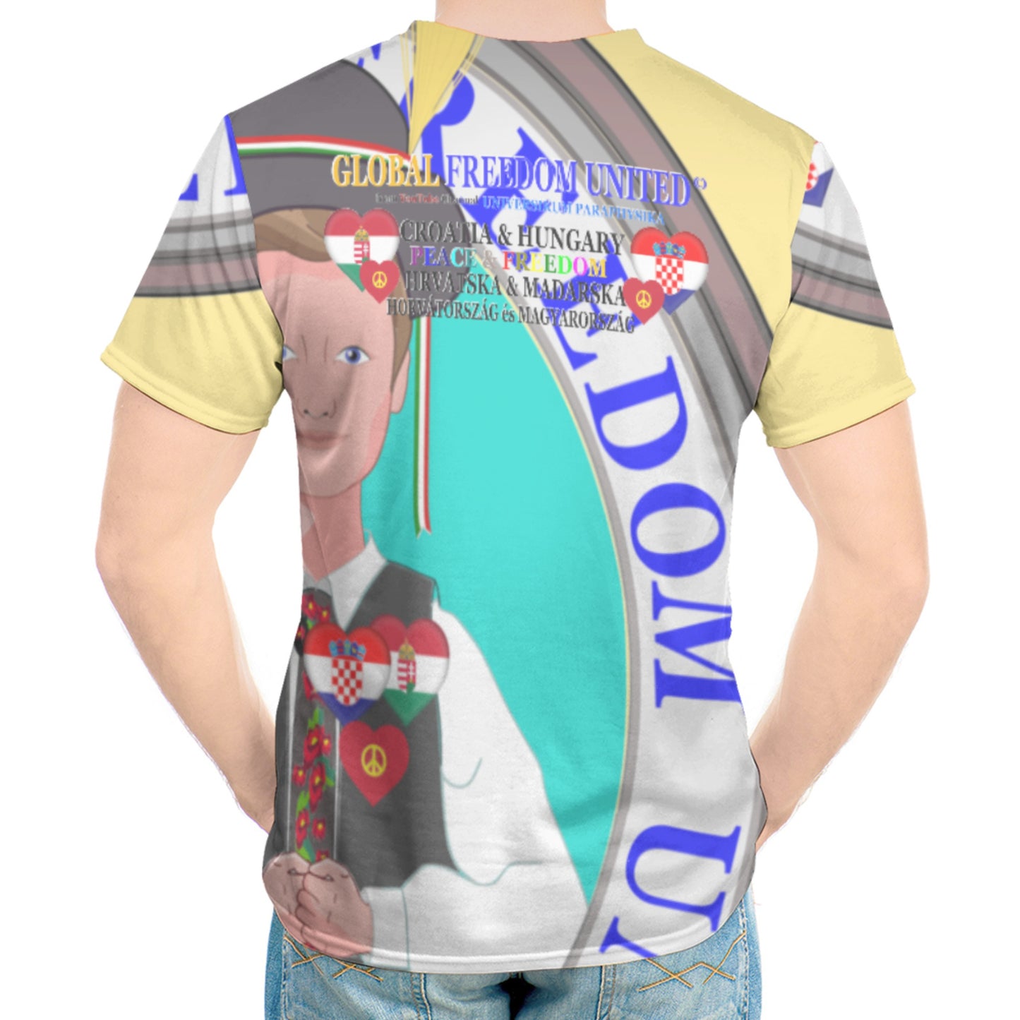 Men´s T-shirt GLOBAL FREEDOM UNITED© Men Croatia & Hungary Yellow