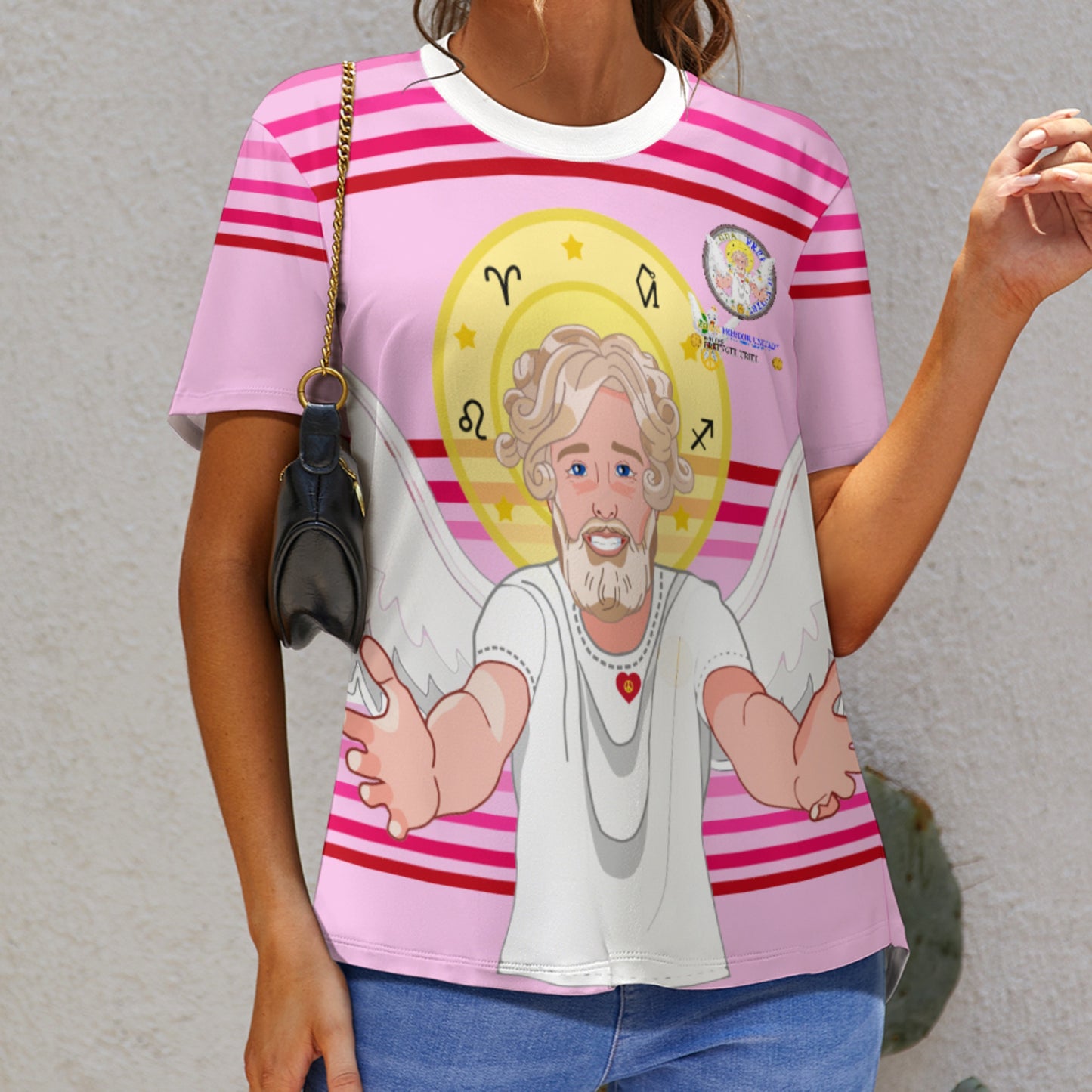 Women´s T-shirt 2 Global Freedom United Archangel Uriel German Pink2