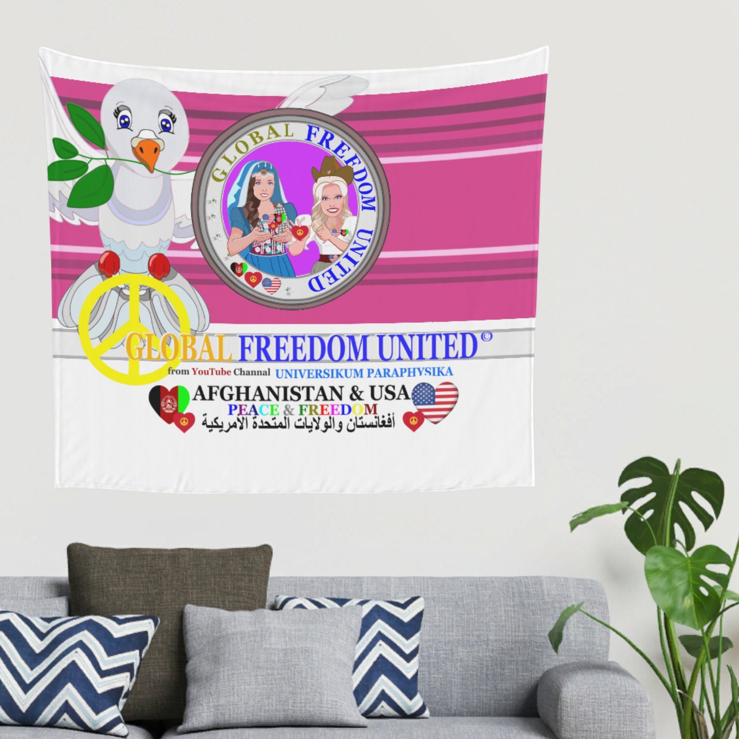Tapestry GLOBAL FREEDOM UNITED© Women AFGHANISTAN & USA Pink